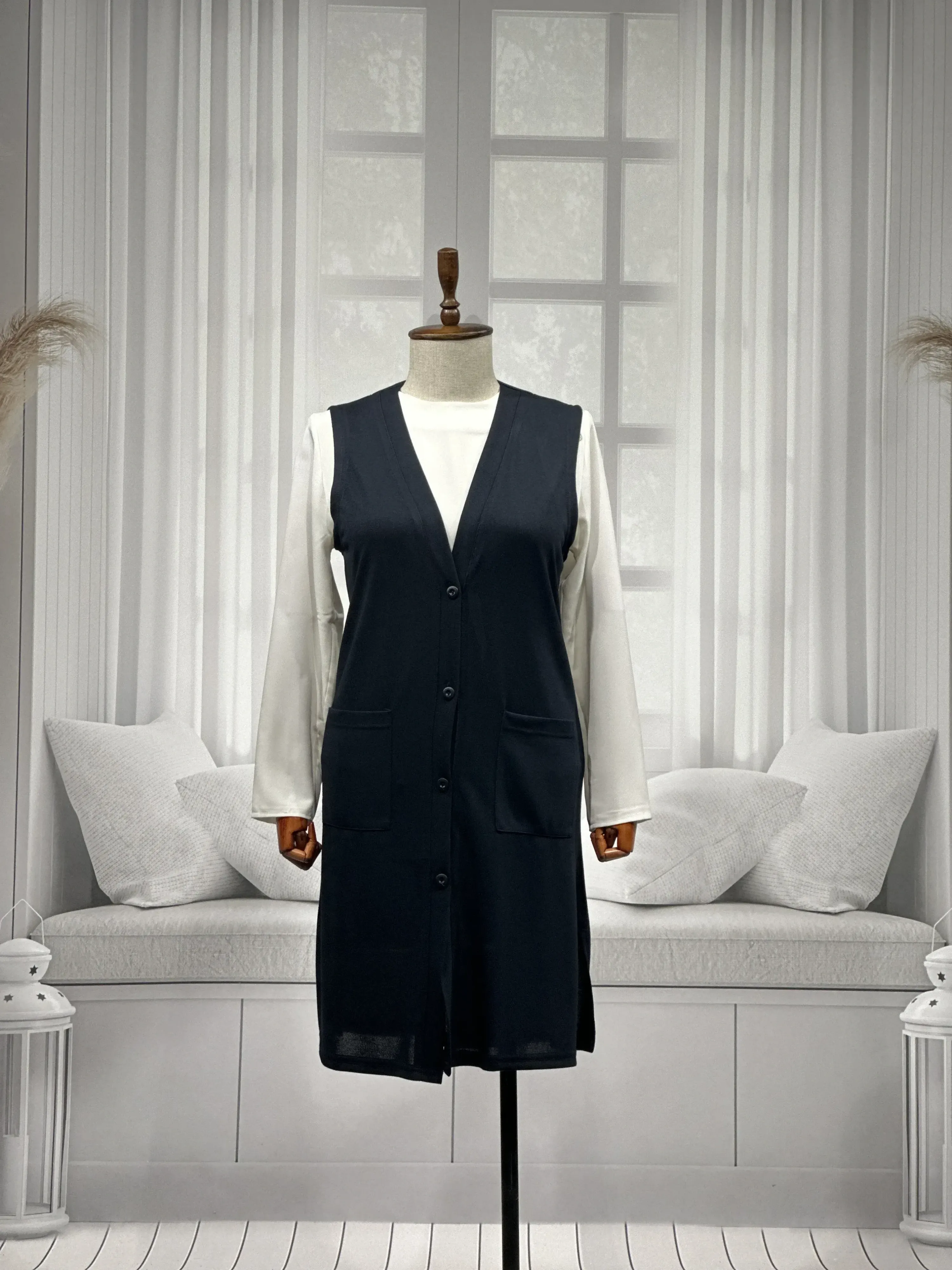 BUĞRA UZUN YELEK - LACİVERT - (Asorti: 4-6)