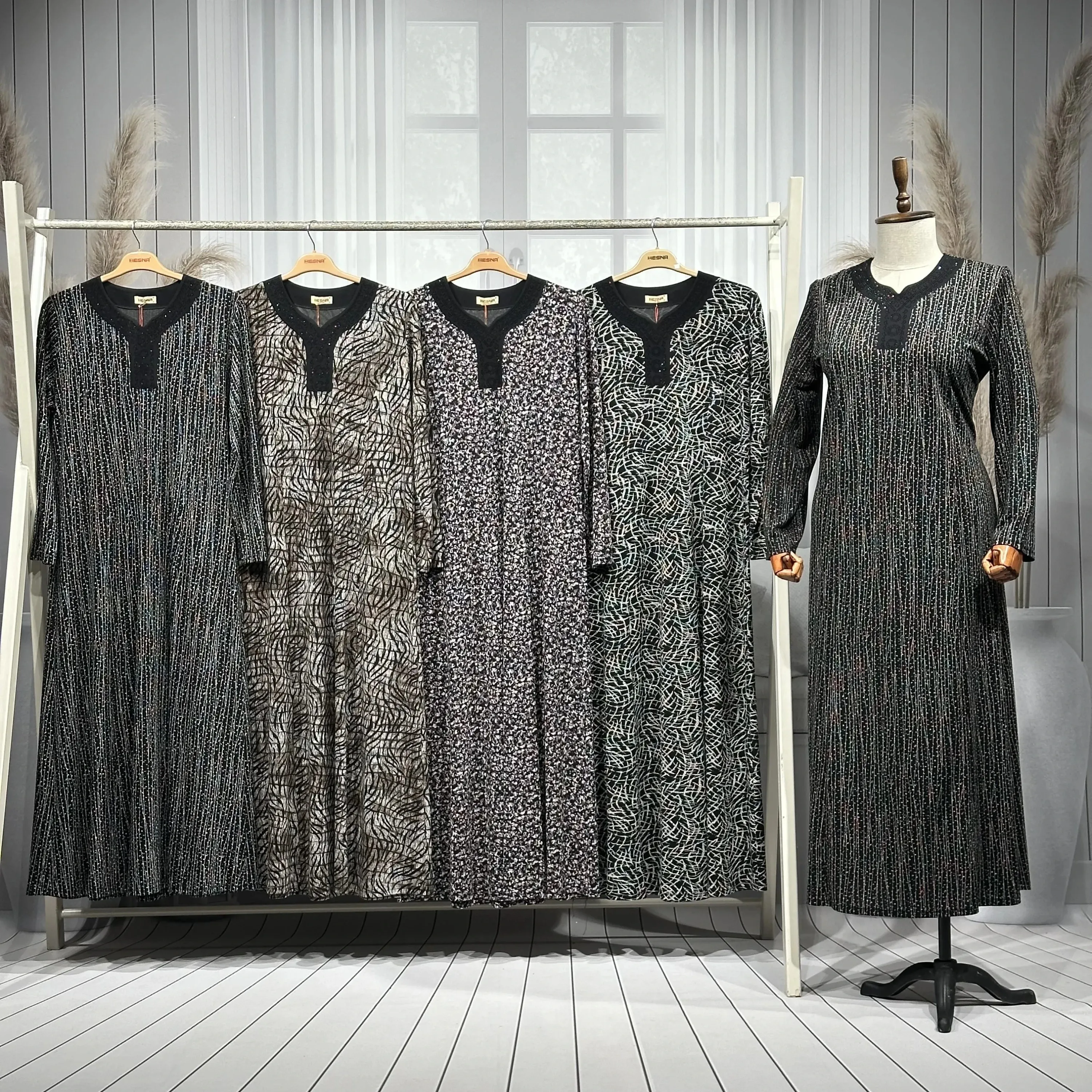 DEMET ELBİSE - BORDO - 556/S - (Asorti: 4-7)