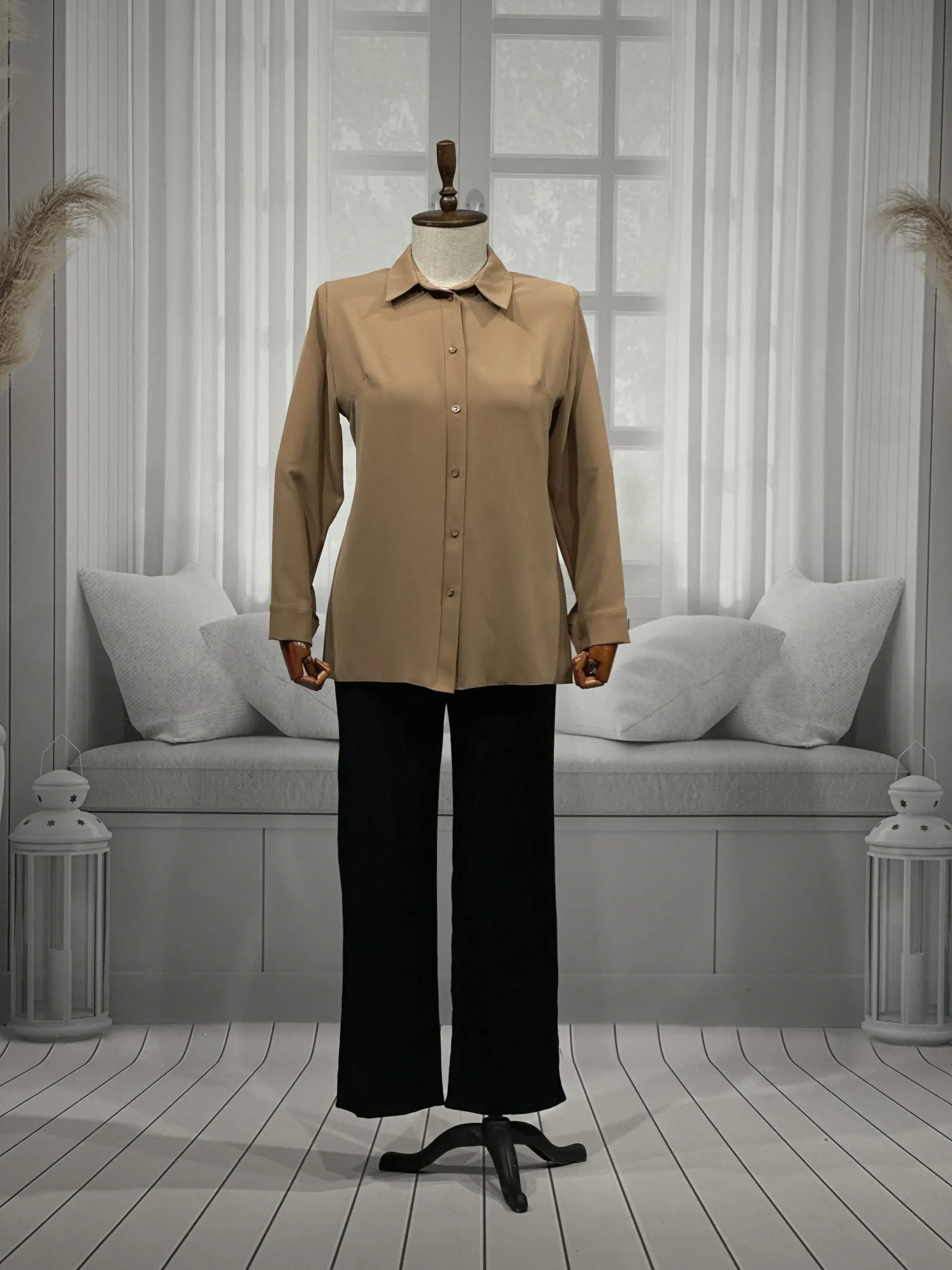 FERİDE GÖMLEK - BEJ - (Asorti: 46-54)