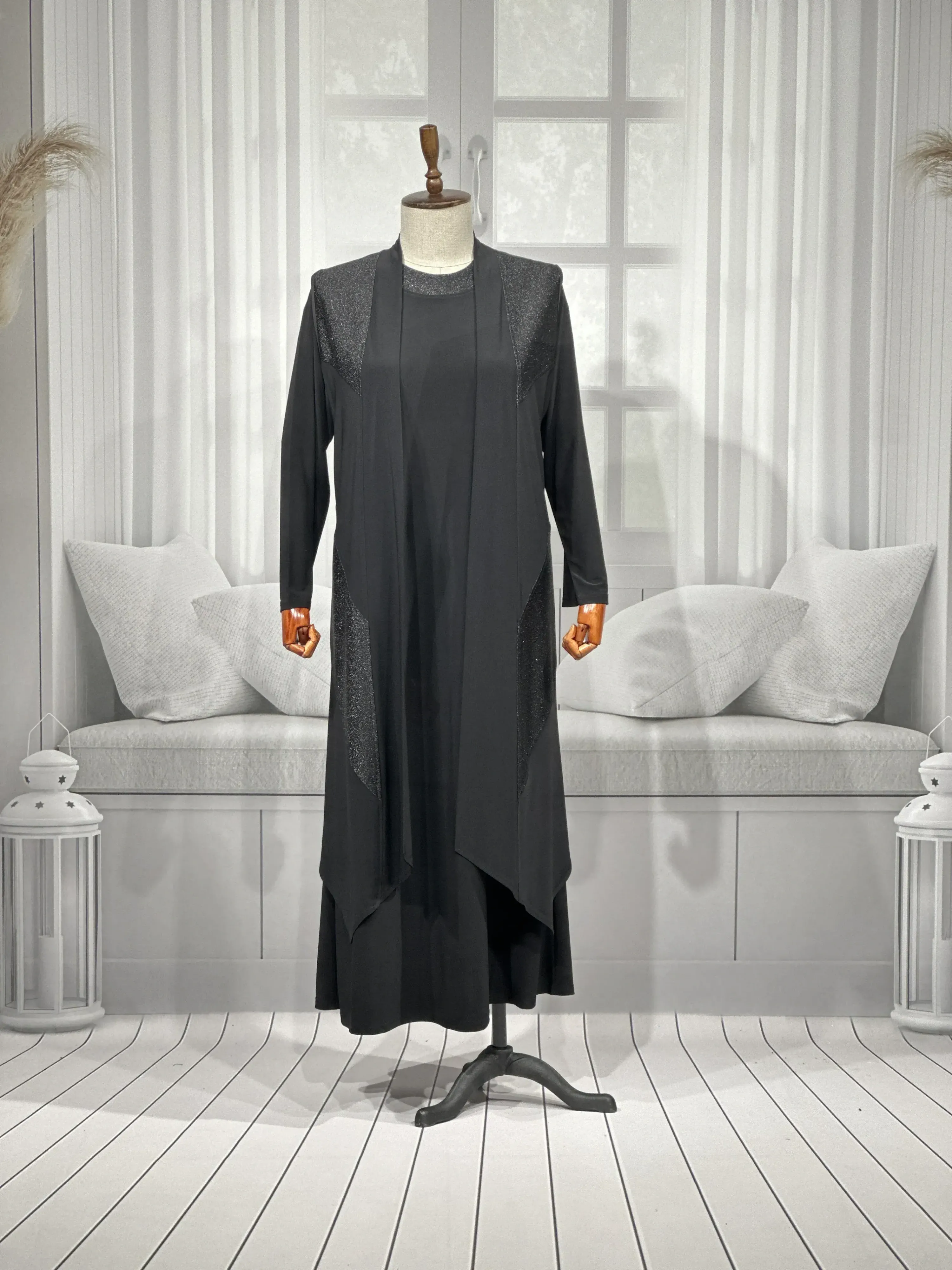 HESNA 1094 YELEKLİ TAKIM - SİYAH - (Asorti: 4-7)