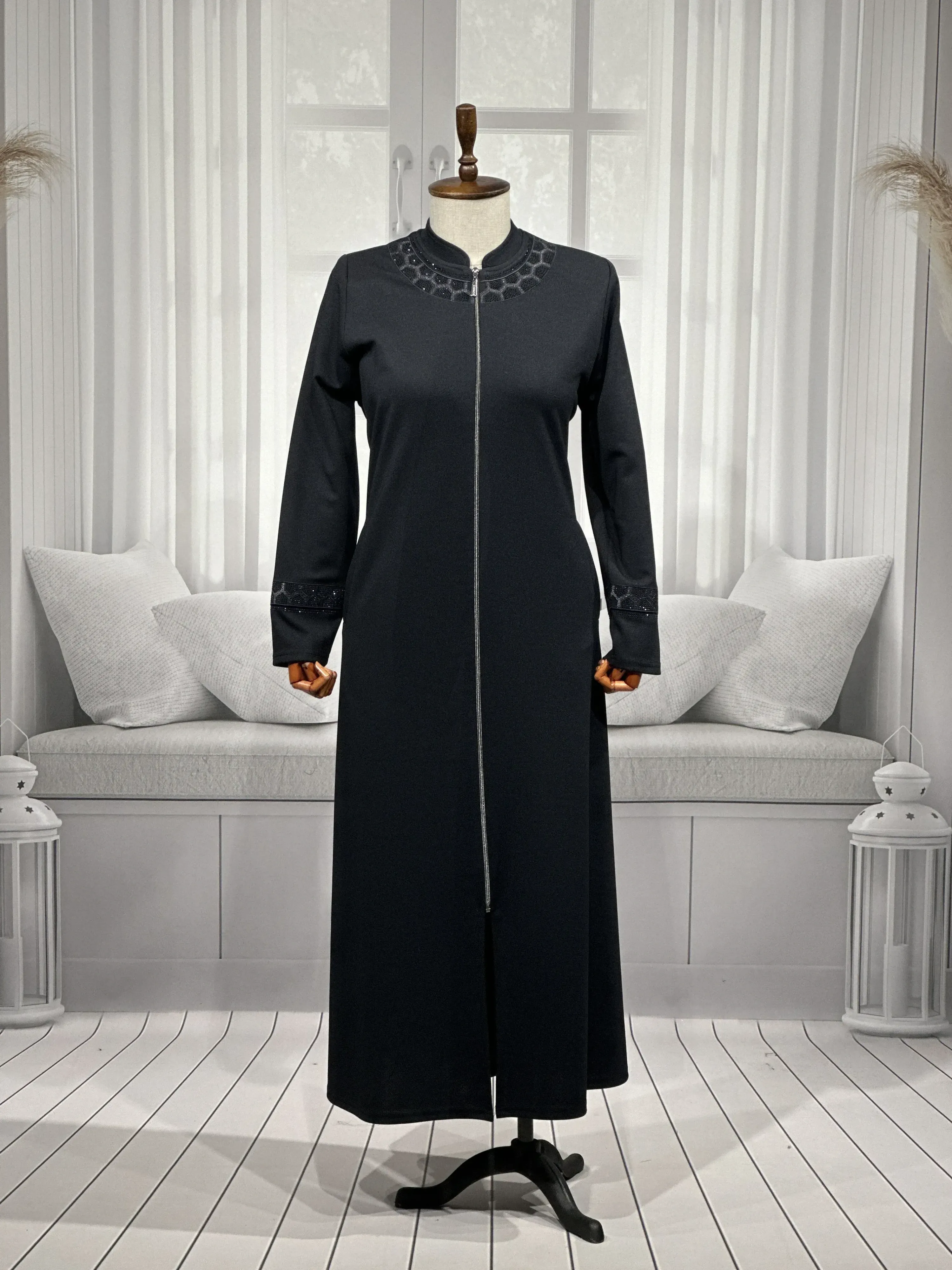 HESNA 2203 NAKIŞLI PARDESÜ - LACİVERT - (Asorti: 4-7)