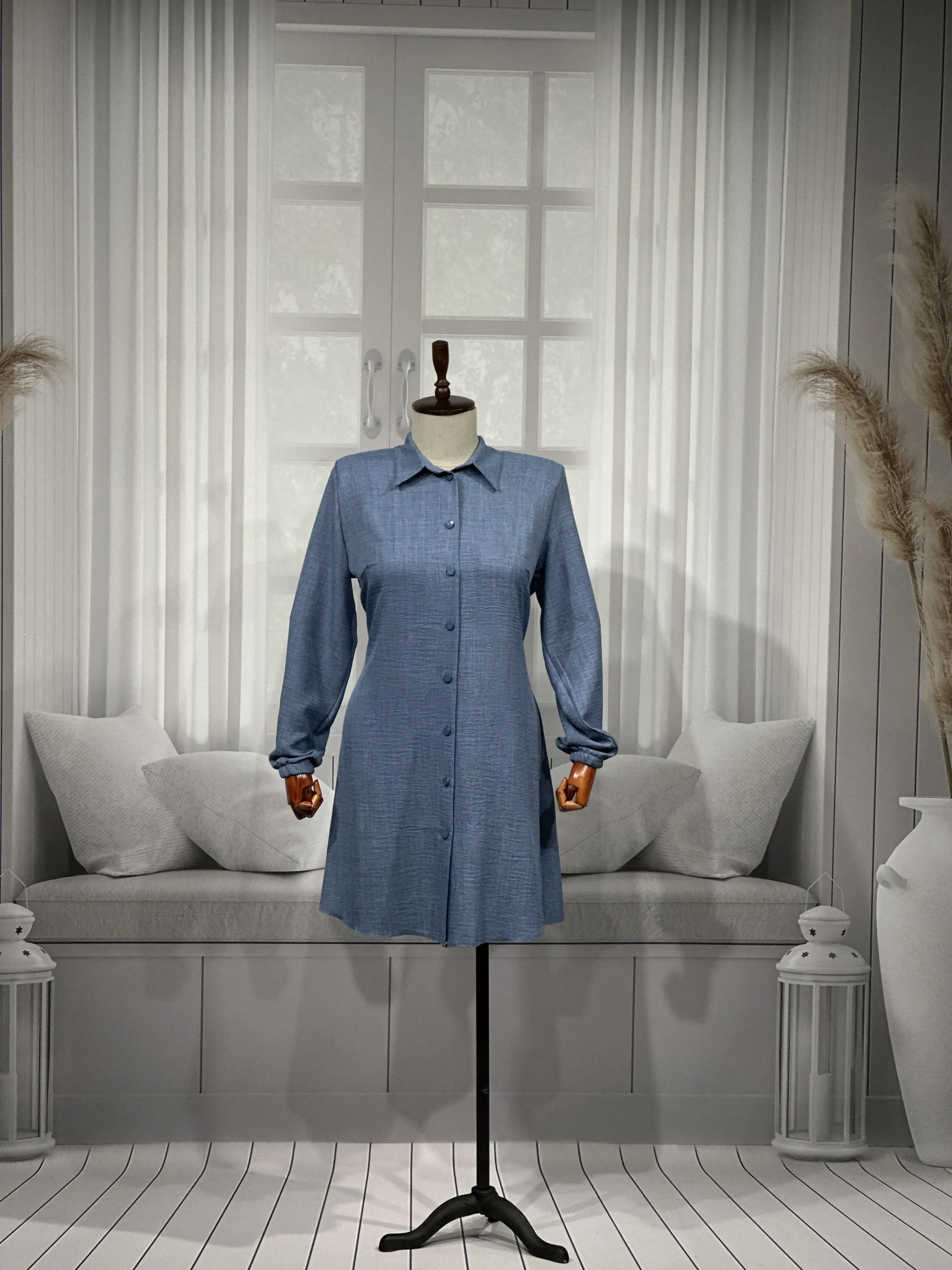 HESNA 5345 TUNİK - KOT MAVİ - (Asorti: 48-56)