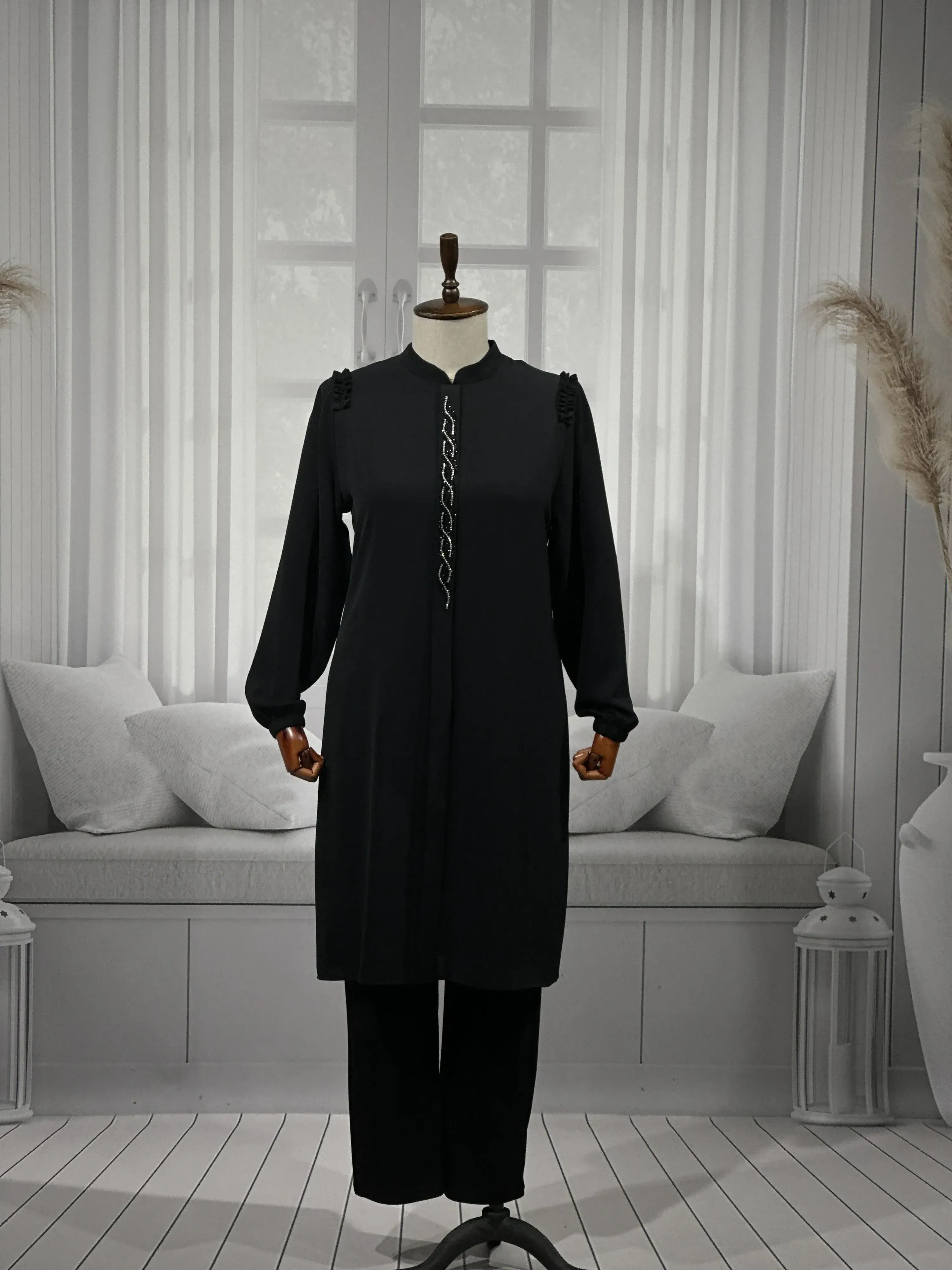 HESNA 5351 TUNİK - SİYAH - (Asorti: 50-56)