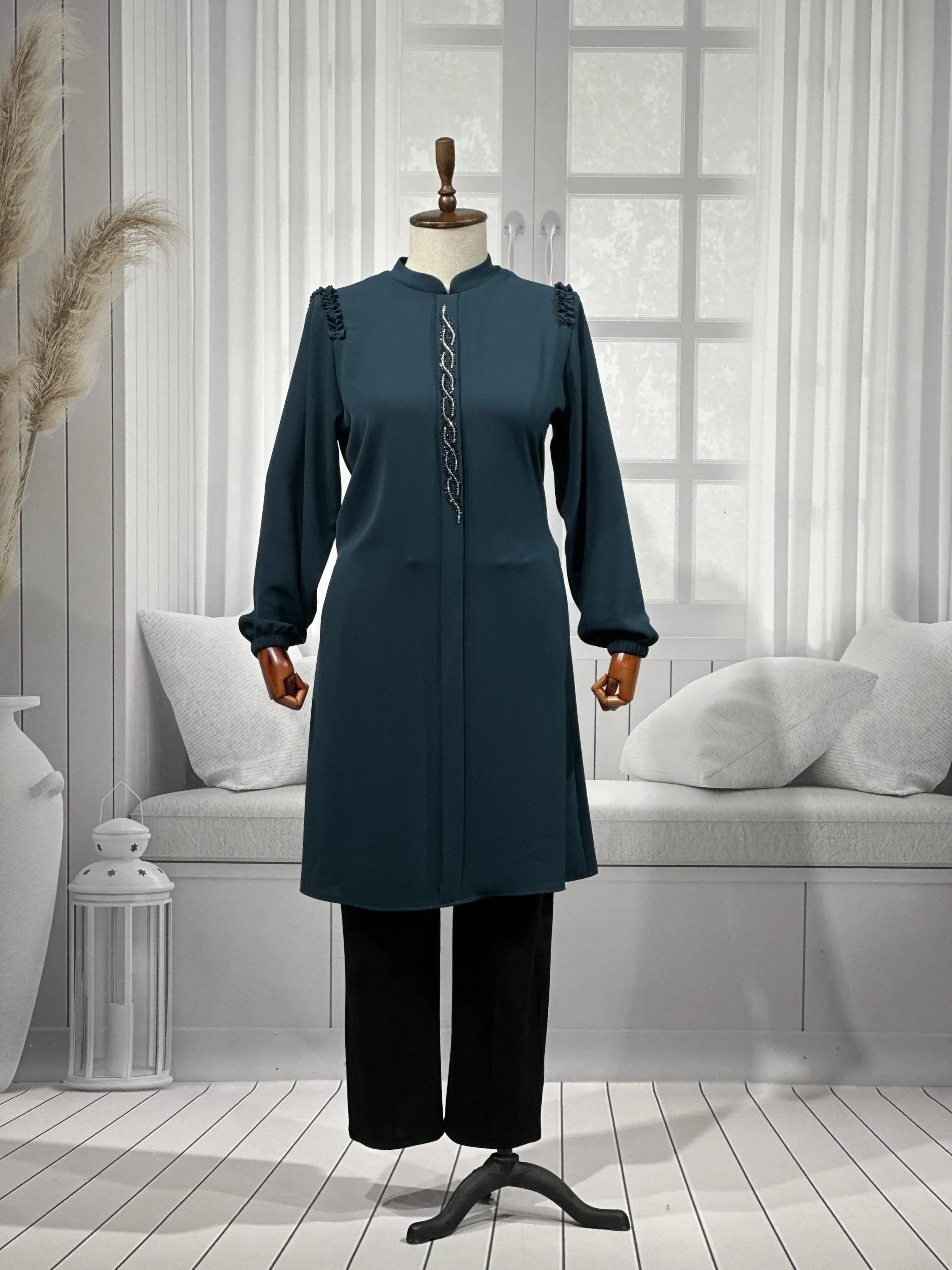 HESNA 5351 TUNİK - ZÜMRÜT - (Asorti: 50-56)