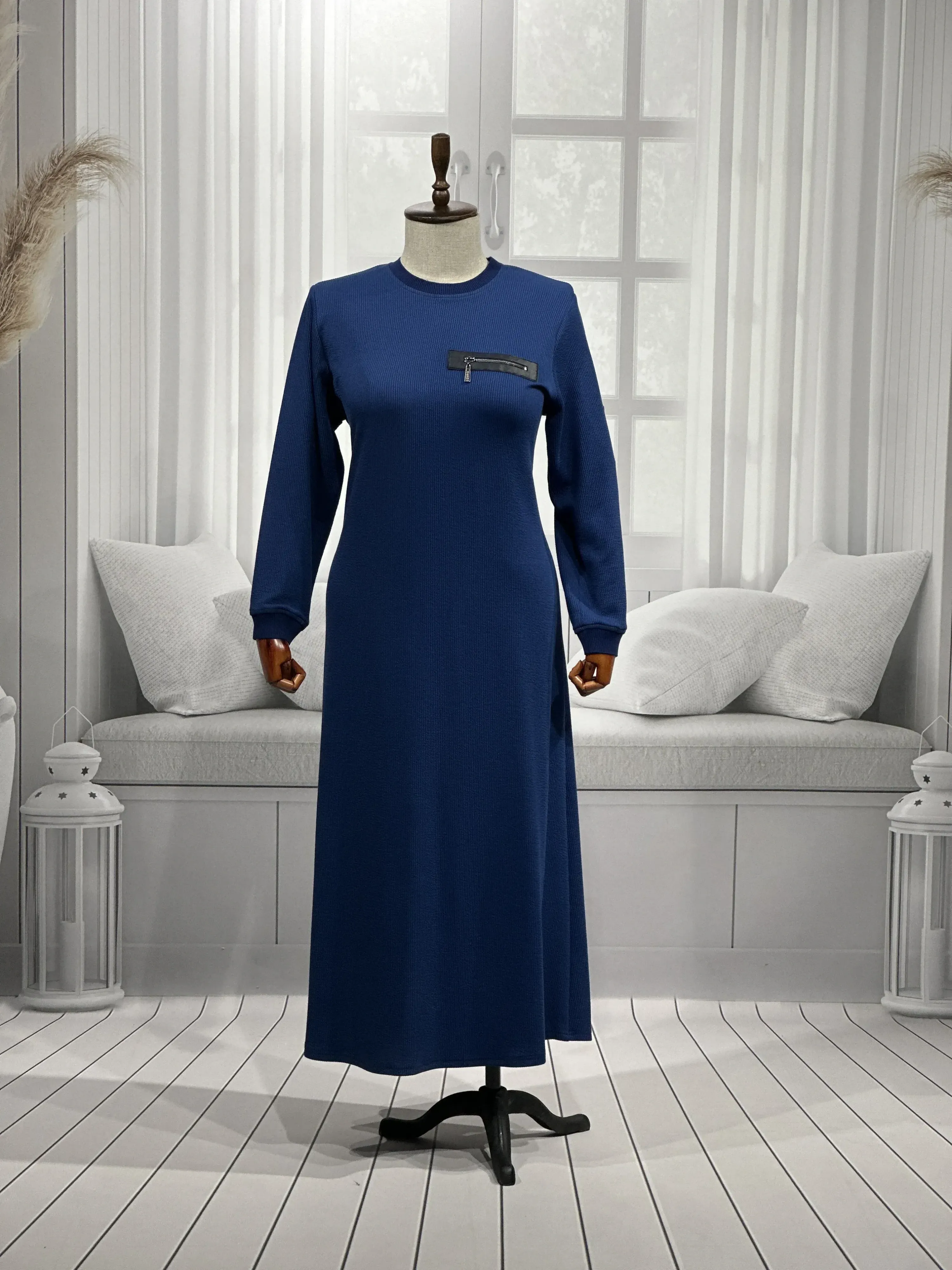 HESNA 8191 ELBİSE - İNDİGO - (Asorti: 3-6)