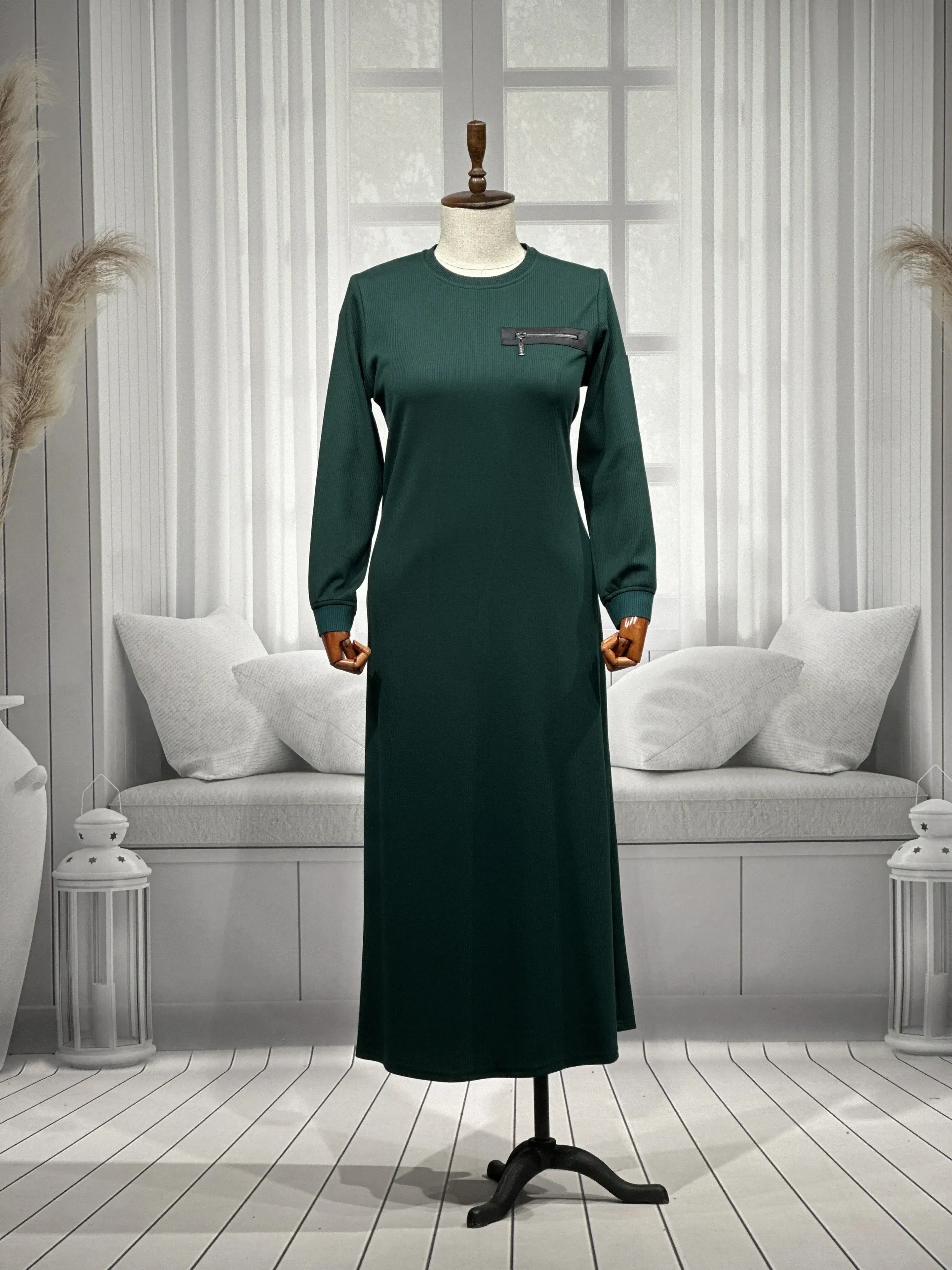 HESNA 8191 ELBİSE - PETROL - (Asorti: 3-6)