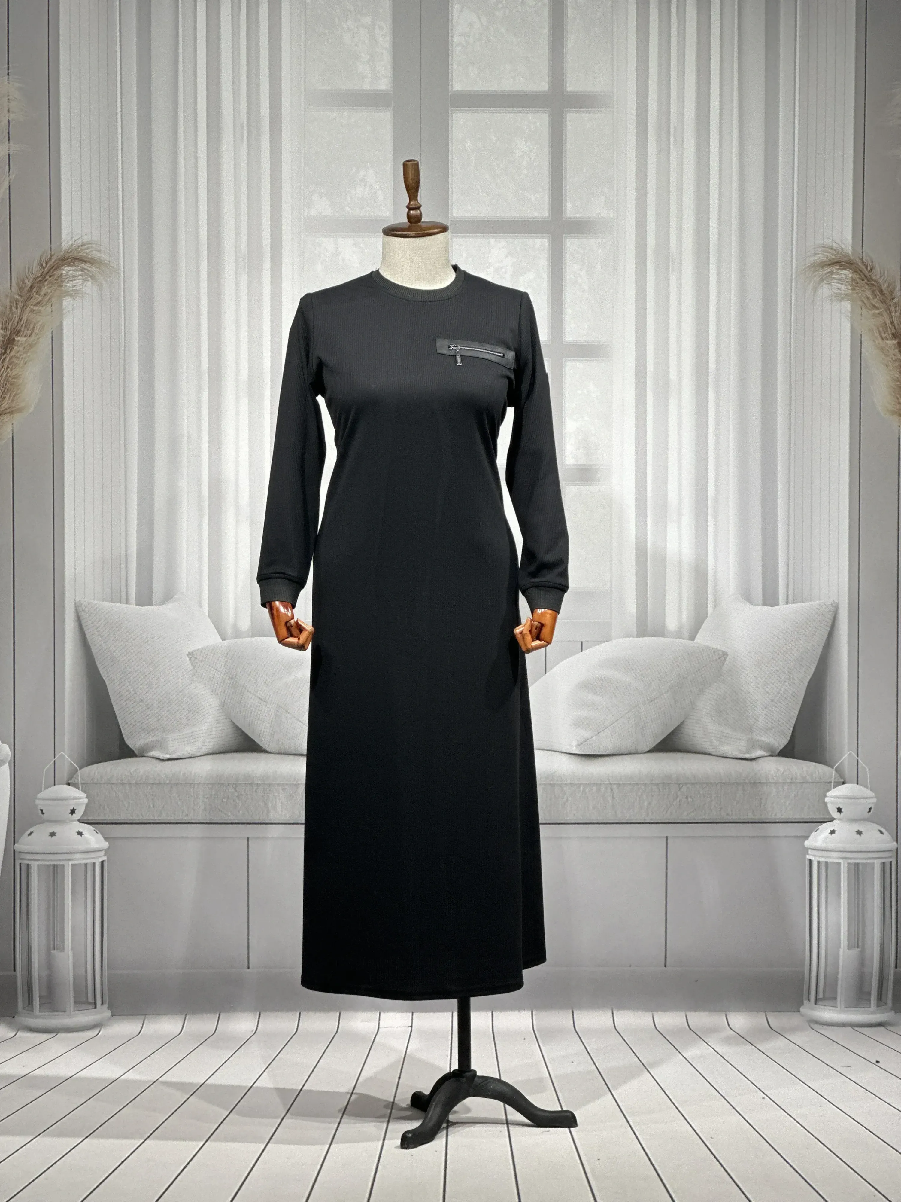 HESNA 8191 ELBİSE - SİYAH - (Asorti: 3-6)