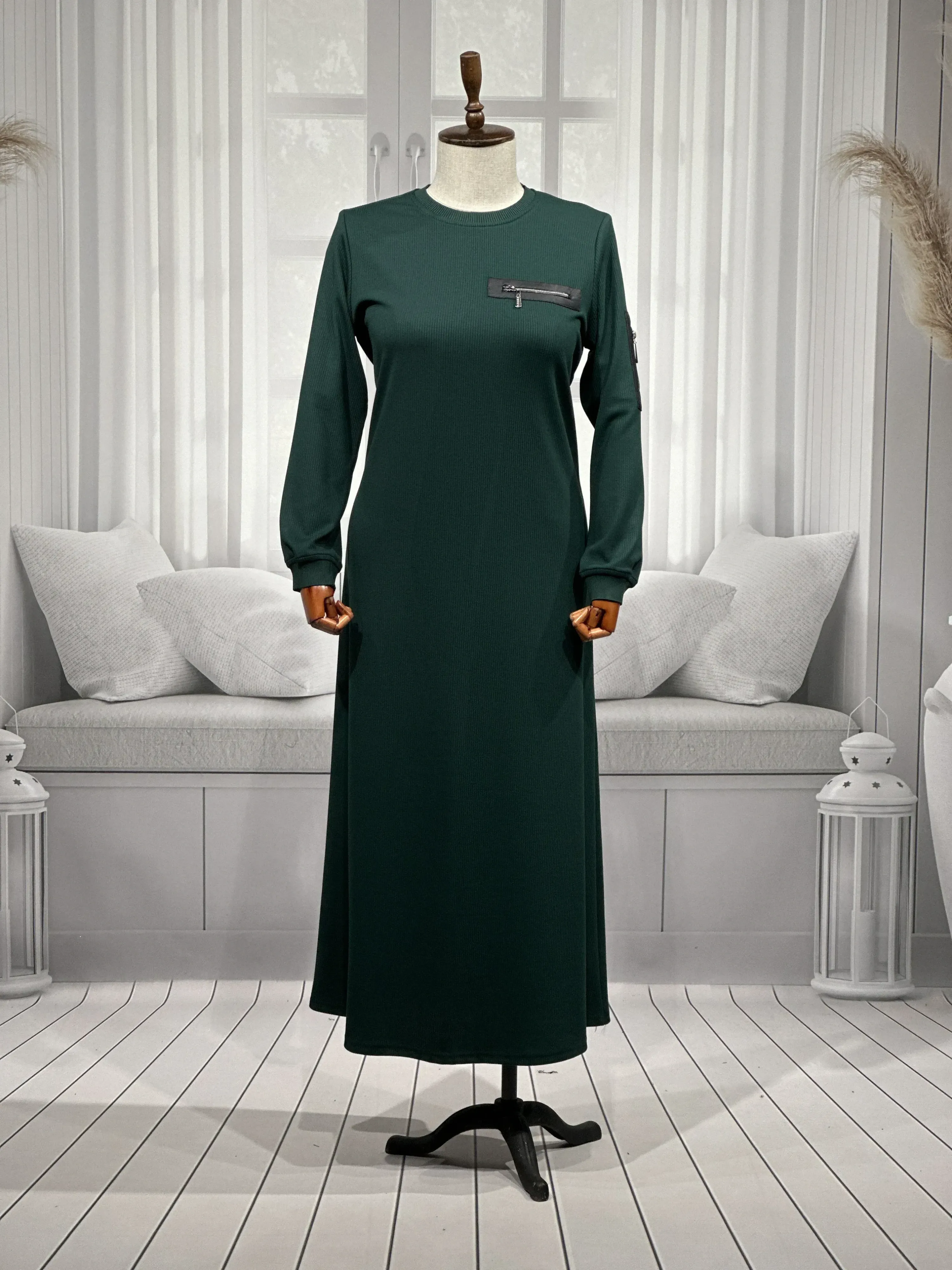 HESNA 8191 ELBİSE - YEŞİL - (Asorti: 3-6)