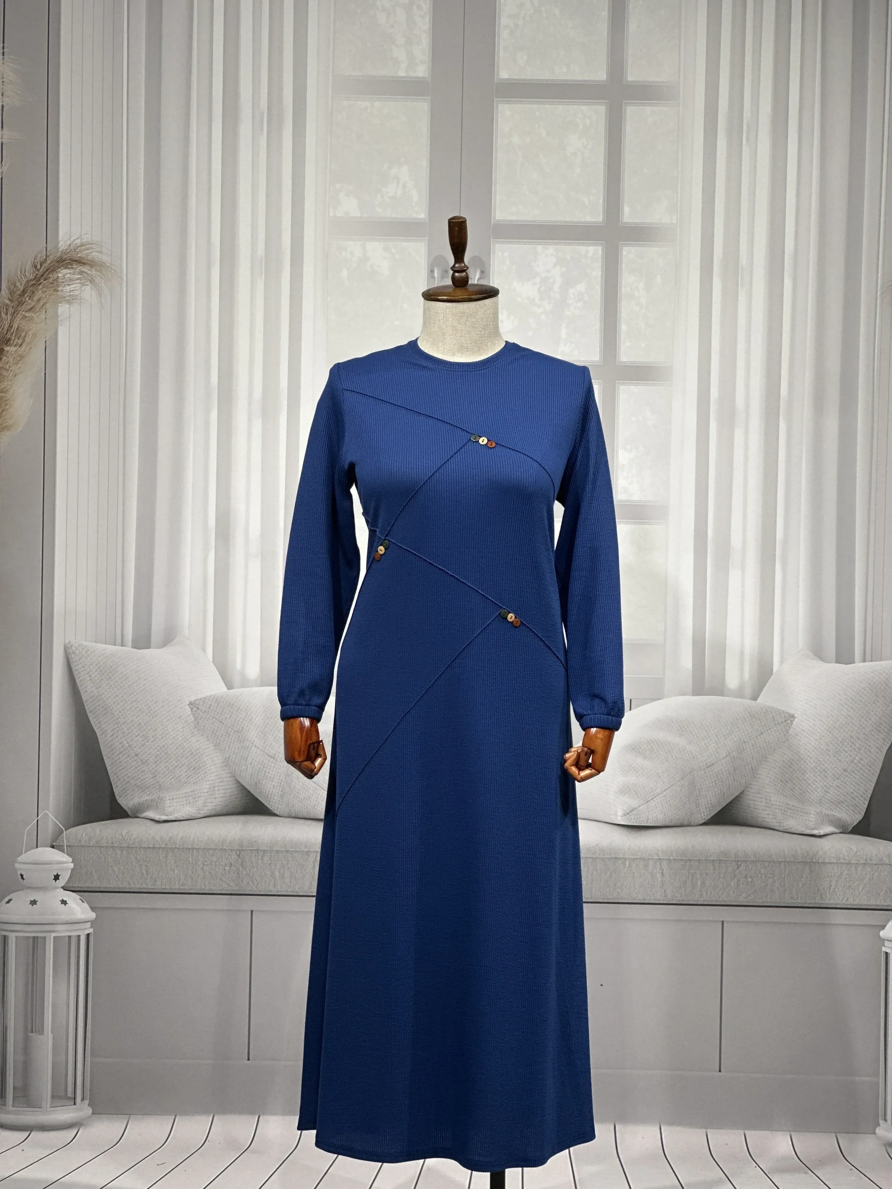 HESNA 8192 ELBİSE - İNDİGO - (Asorti: 3-6)