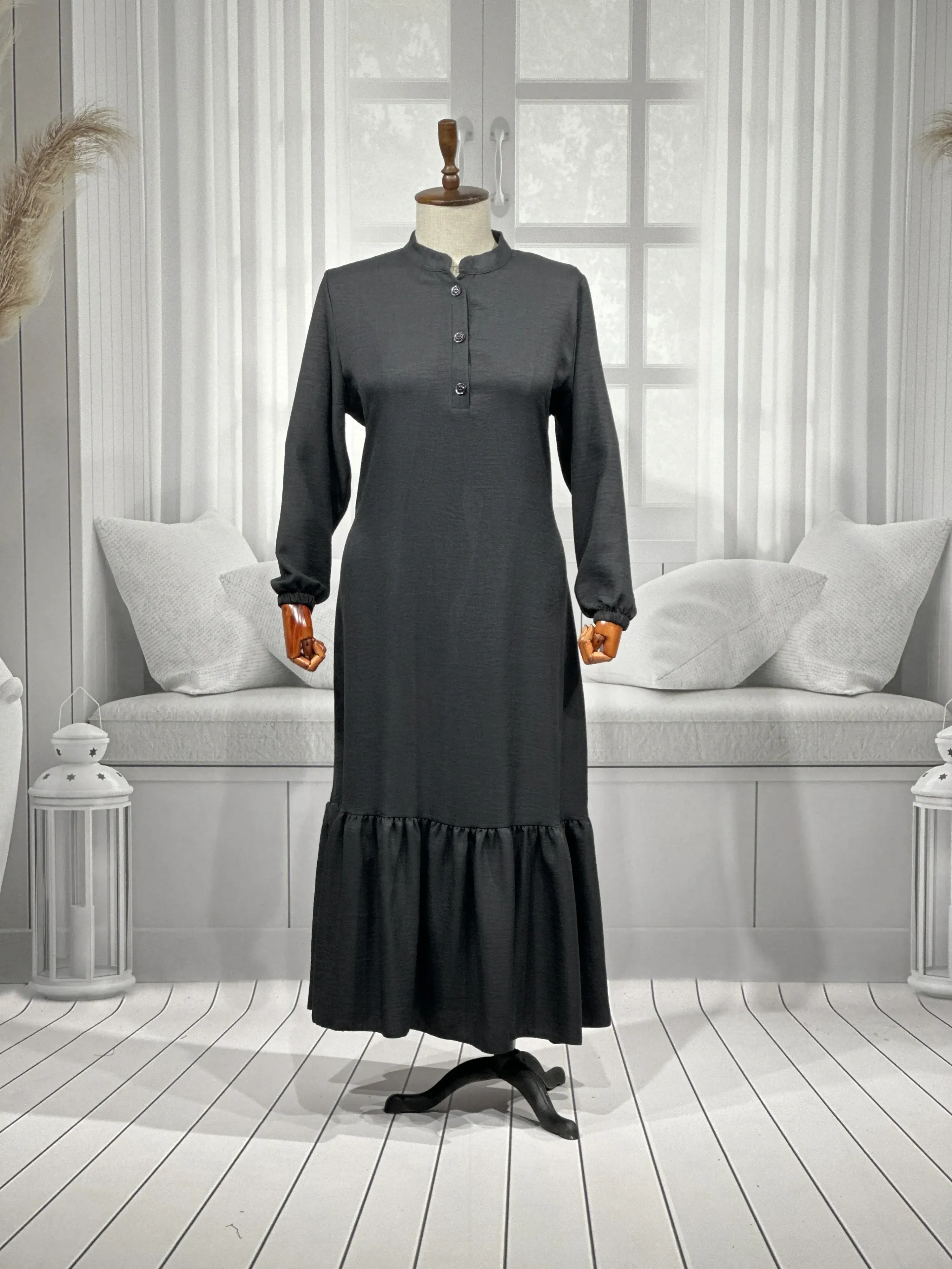 HESNA 8318 ELBİSE - SİYAH - (Asorti: 3-6)