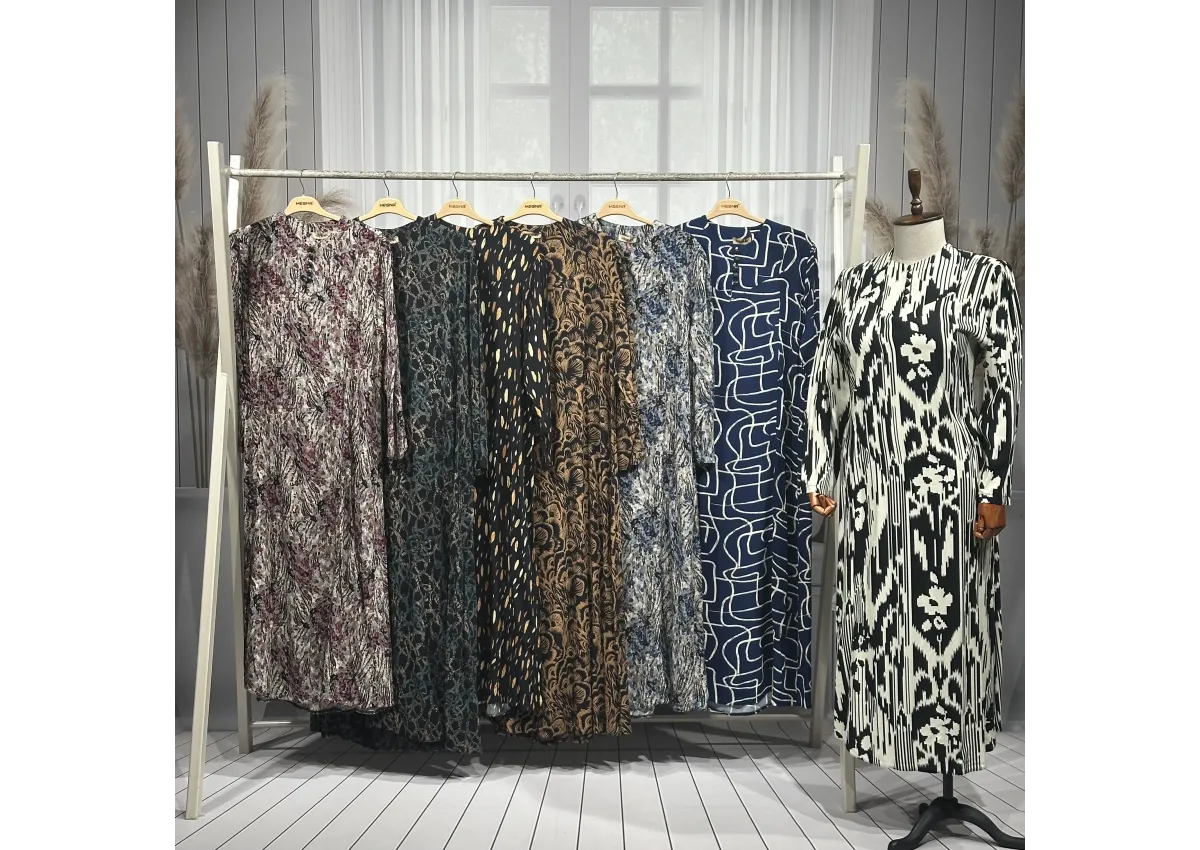 CEMİLE ELBİSE - SİYAH - 01-KARIŞIK DESEN - (Asorti: 4-6)