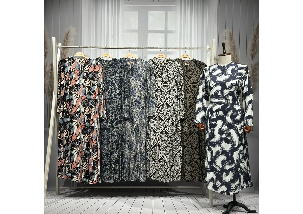 CEMİLE ELBİSE - SİYAH - 01-KARIŞIK DESEN - (Asorti: 4-6)