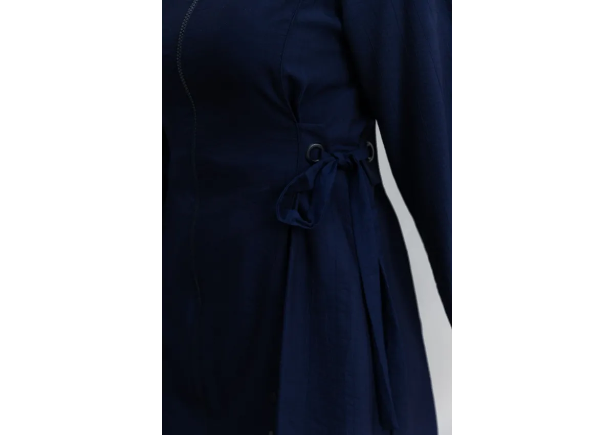 Letafet Şerit Detaylı Kapüşonlu Fermuarlı Ceket - LACİVERT - (Asorti: S-XL)