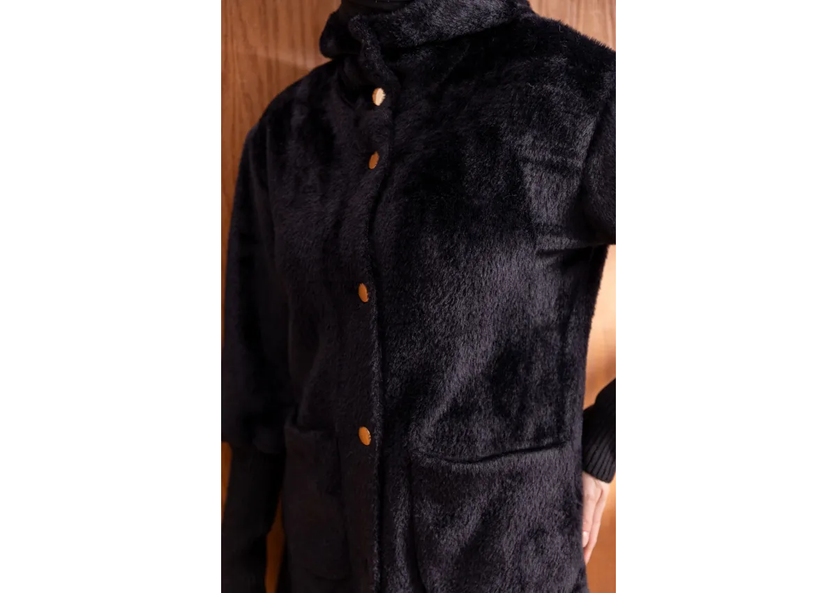 KOLLARI RİBANALI TORBA CEPLİ CEKET - SİYAH - (Asorti: M-XXL)