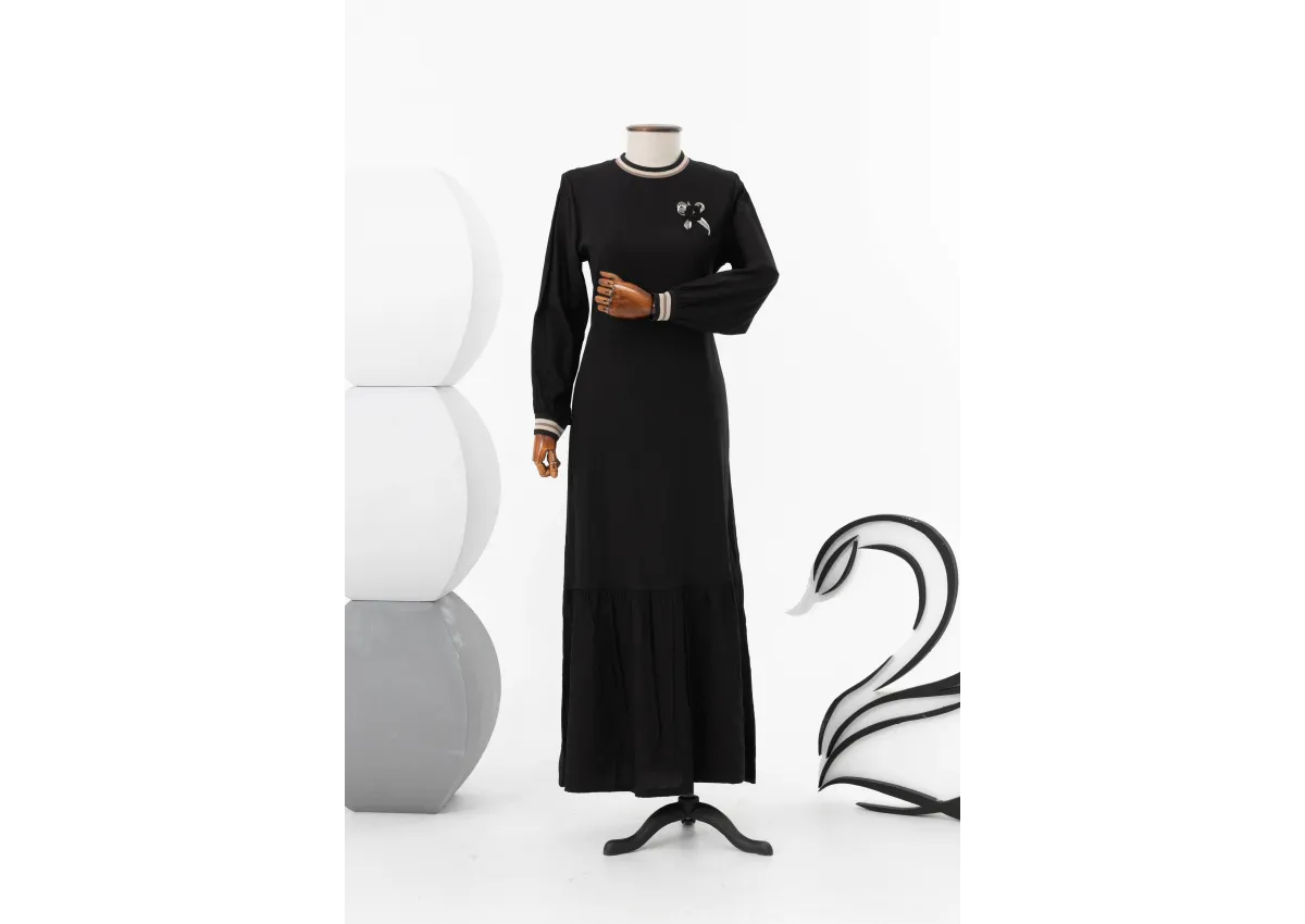 LETAFET 3018 ELBİSE - SİYAH - (Asorti: M-XXL)