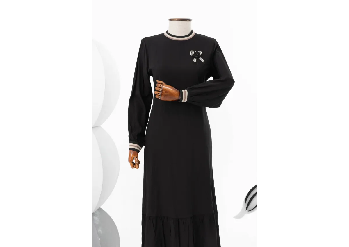 LETAFET 3018 ELBİSE - SİYAH - (Asorti: M-XXL)