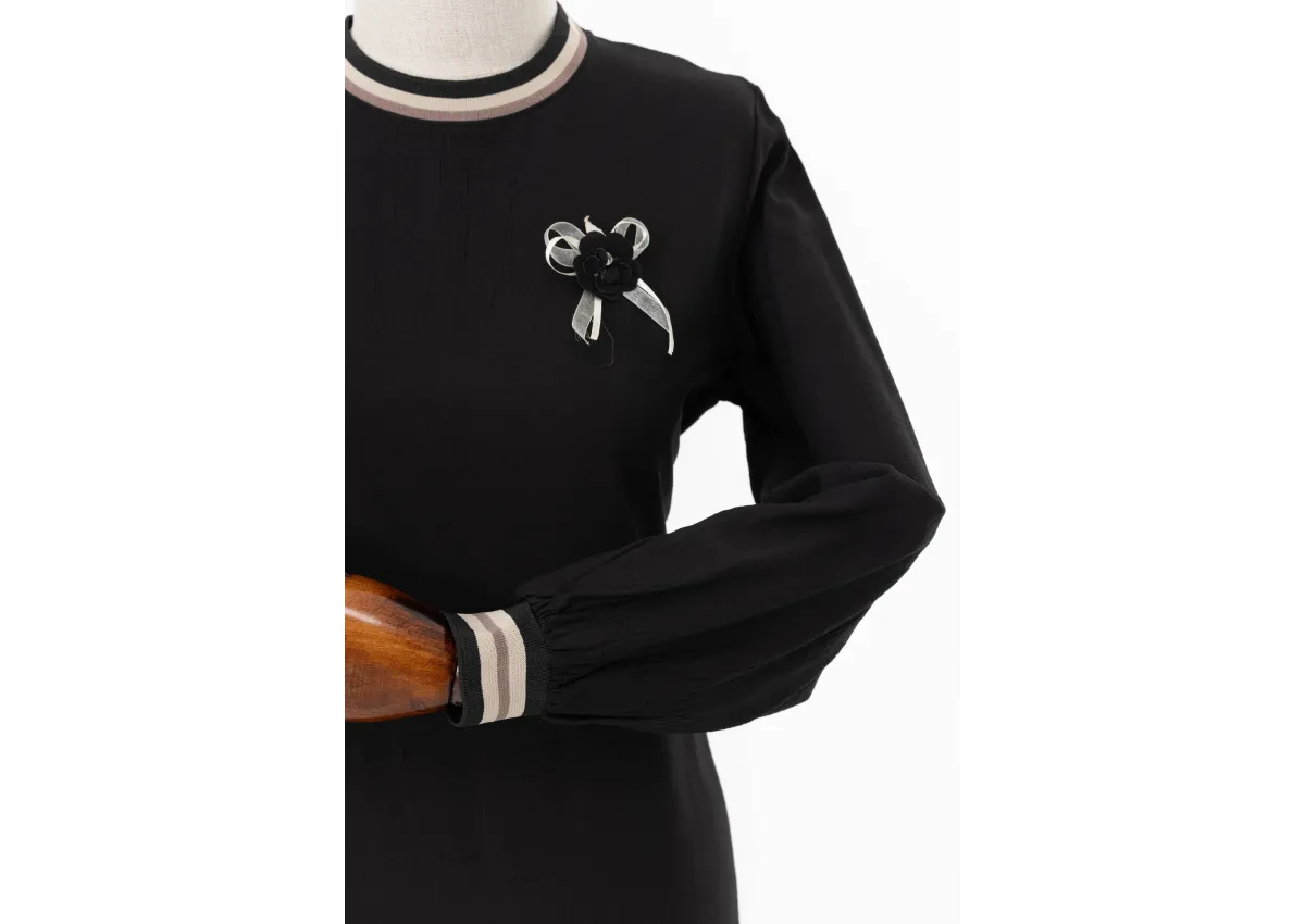 LETAFET 3018 ELBİSE - SİYAH - (Asorti: M-XXL)