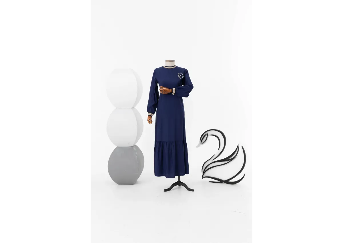 LETAFET 3018 ELBİSE - LACİVERT - (Asorti: M-XXL)