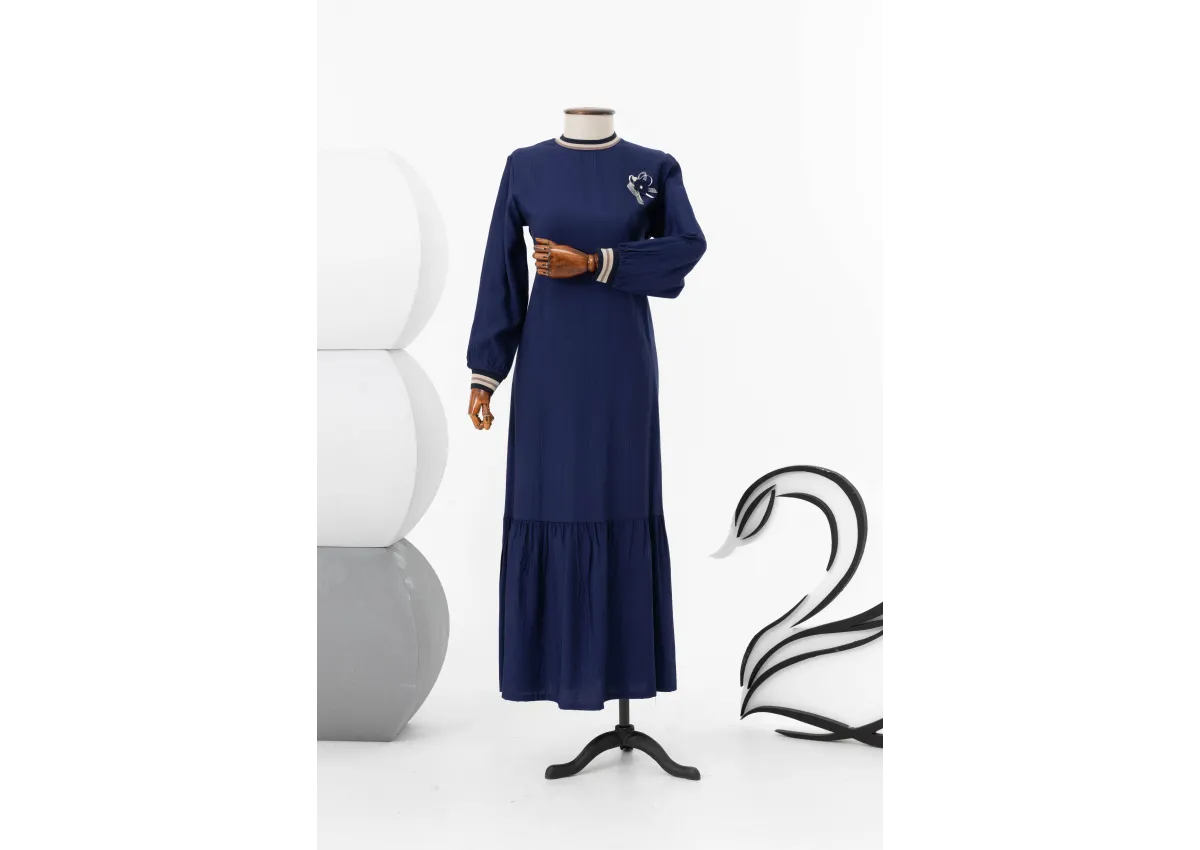 LETAFET 3018 ELBİSE - LACİVERT - (Asorti: M-XXL)