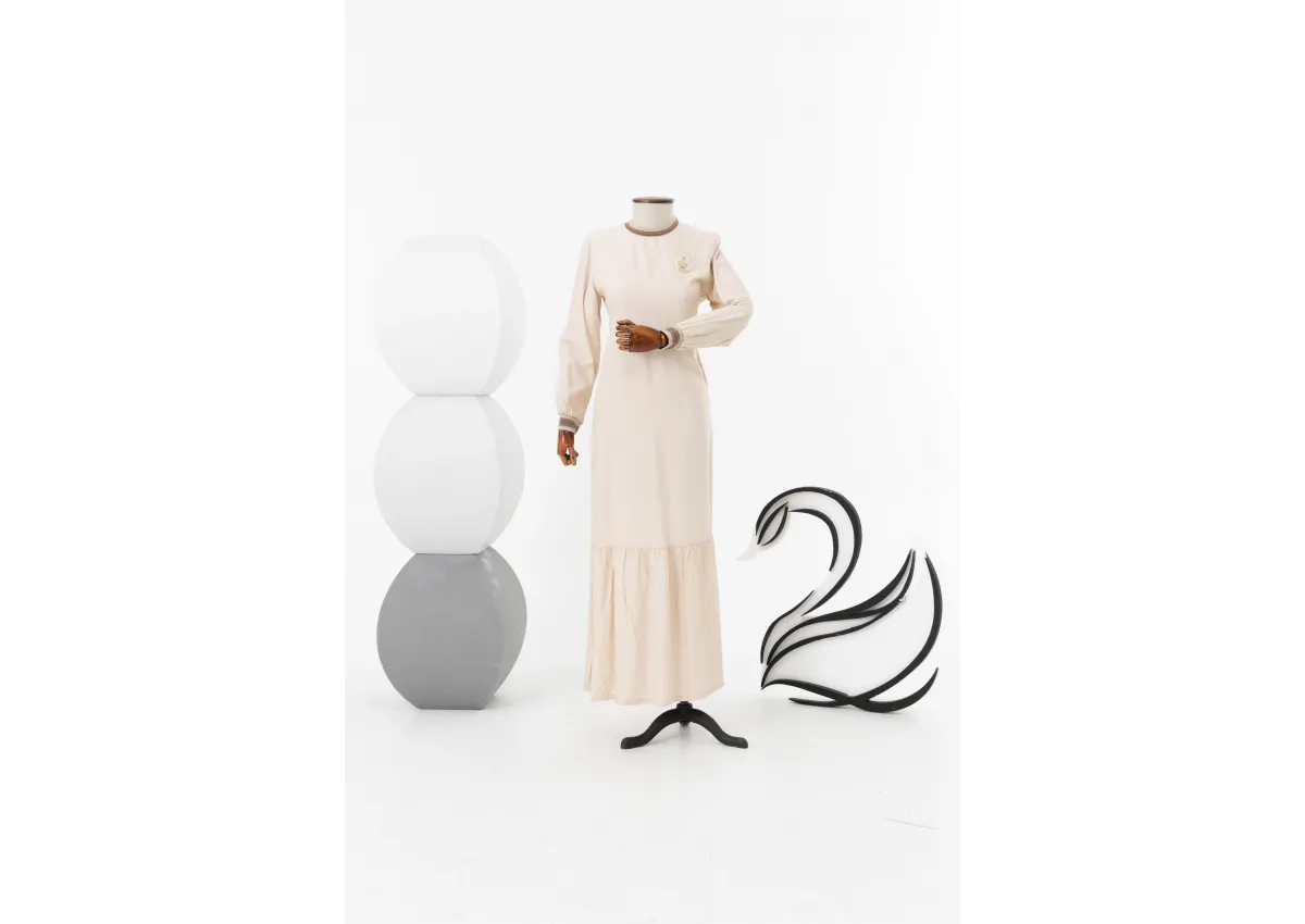 LETAFET 3018 ELBİSE - BEJ - (Asorti: M-XXL)