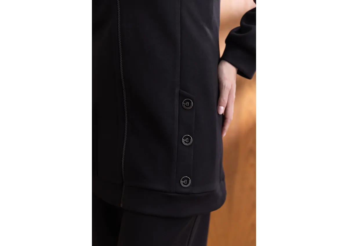 Letafet Kapüşonlu Düğme Detaylı Ceketli Pantolonlu Takım - SİYAH - (Asorti: M-XXL)