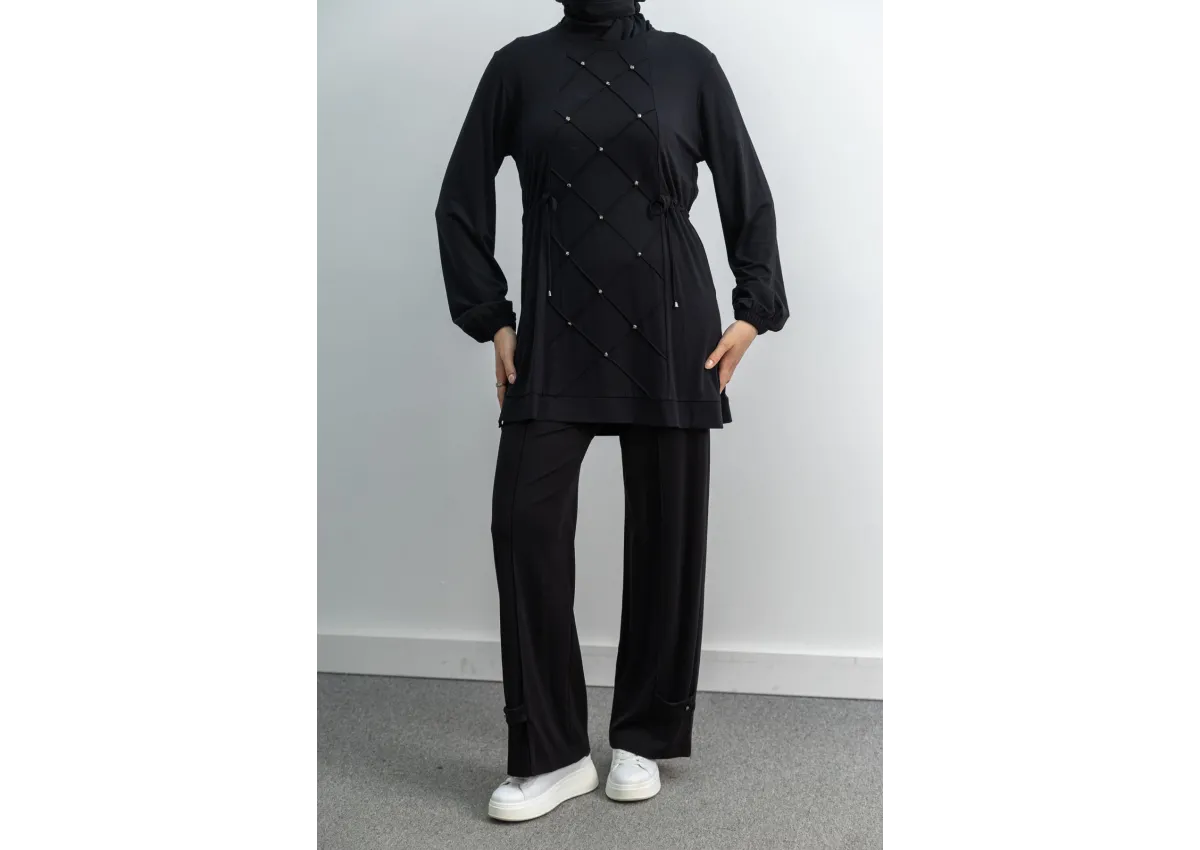 LETAFET 4033 PANTOLONLU TAKIM - SİYAH - (Asorti: M-XL)