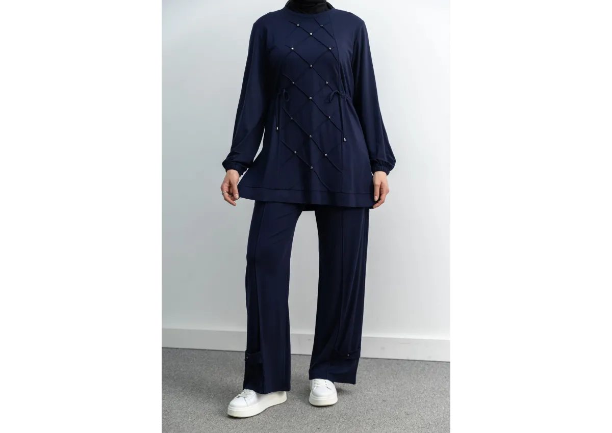 LETAFET 4033 PANTOLONLU TAKIM - LACİVERT - (Asorti: M-XL)