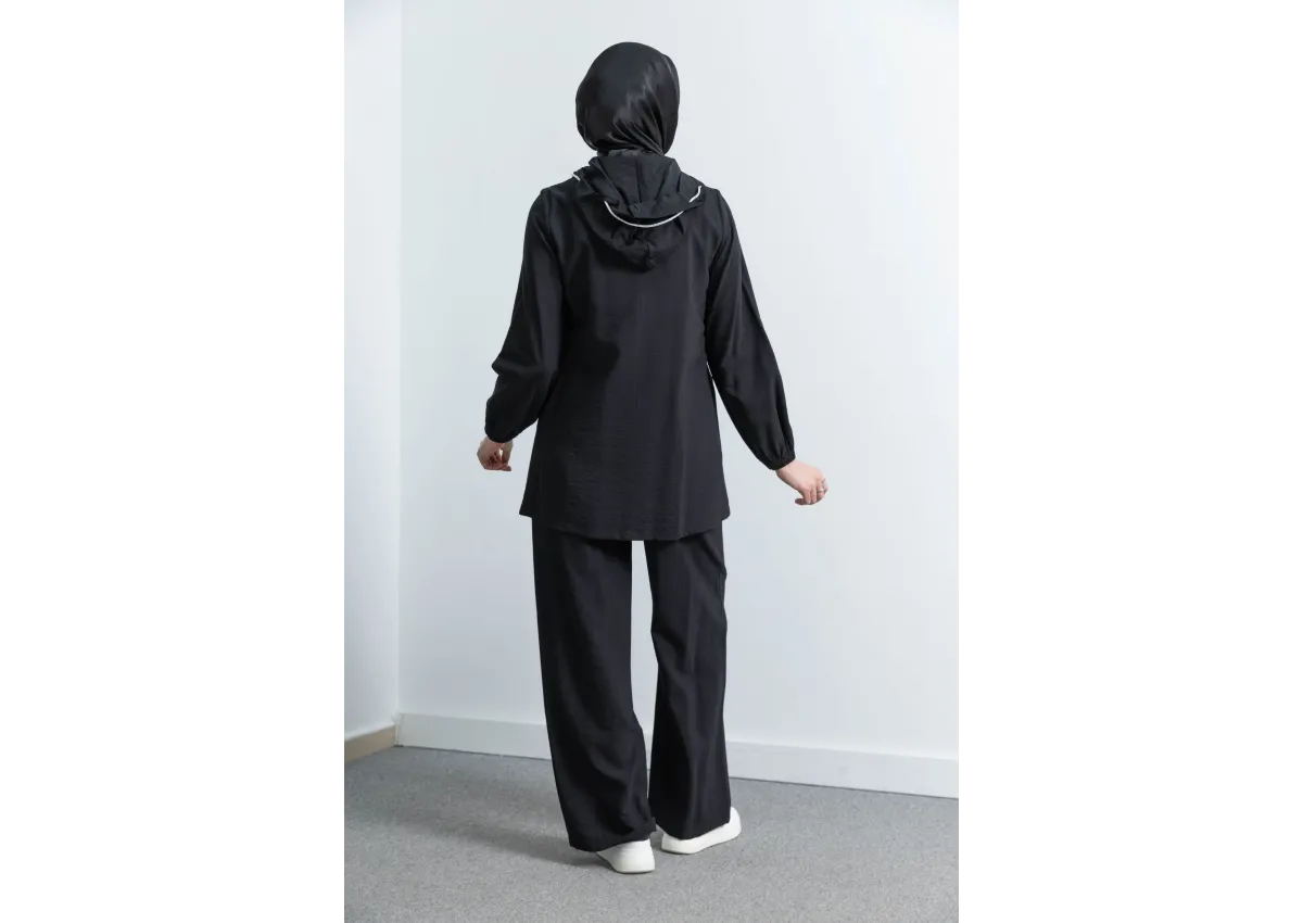 Letafet Cep Detaylı Pantolonlu Takım - SİYAH - (Asorti: M-XXL)