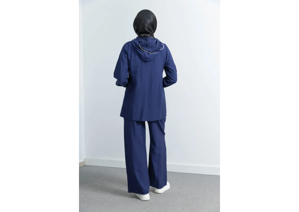 Letafet Cep Detaylı Pantolonlu Takım - LACİVERT - (Asorti: M-XXL)