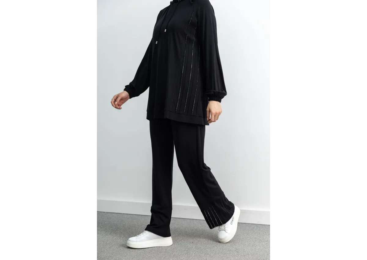 LETAFET 4068 PANTOLONLU TAKIM - SİYAH - (Asorti: M-XL)