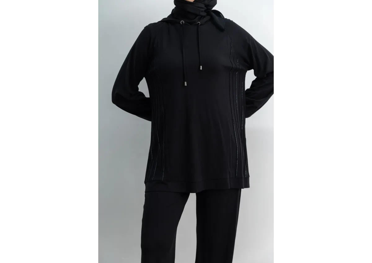 LETAFET 4068 PANTOLONLU TAKIM - SİYAH - (Asorti: M-XL)