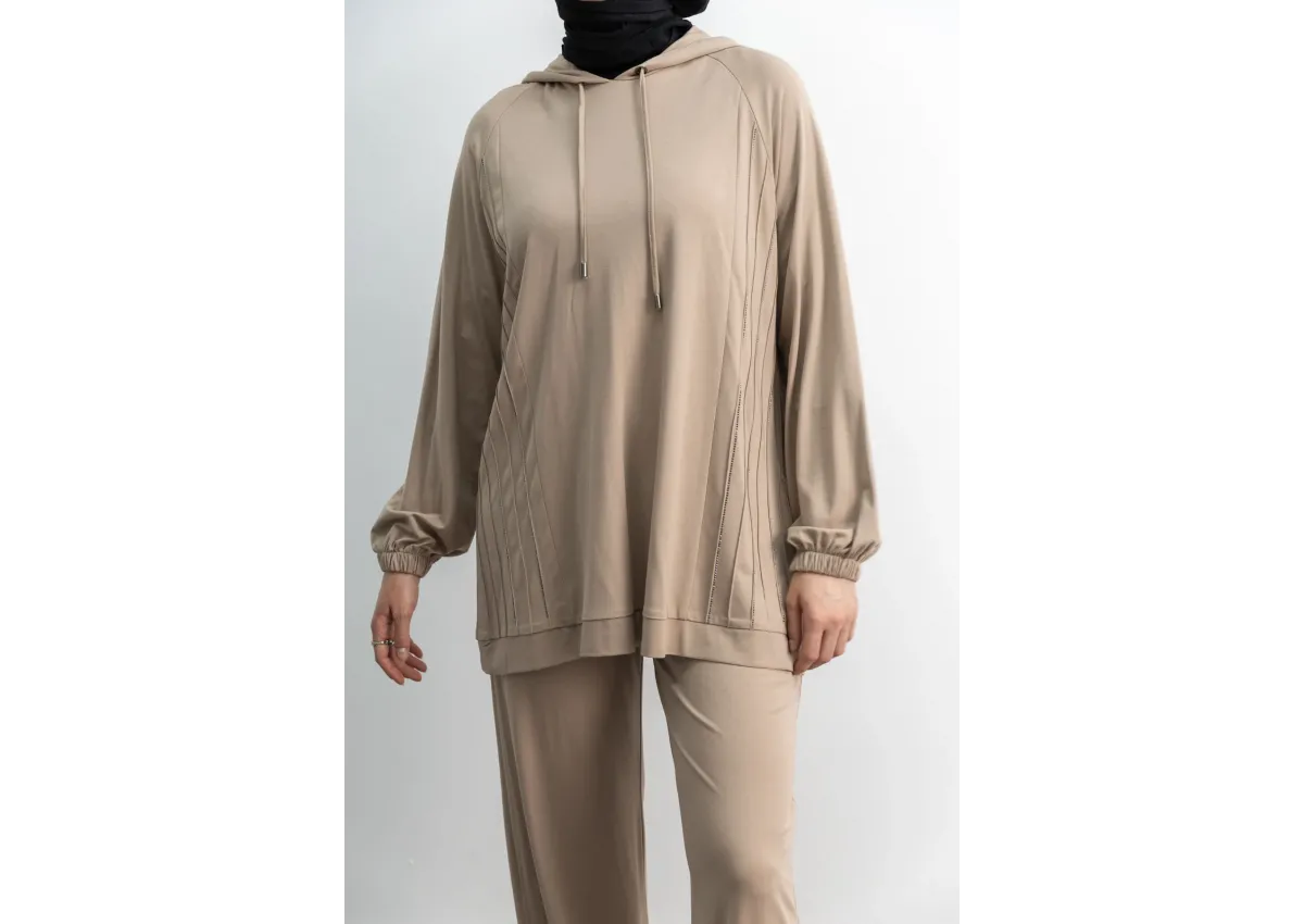 LETAFET 4068 PANTOLONLU TAKIM - BEJ - (Asorti: M-XL)