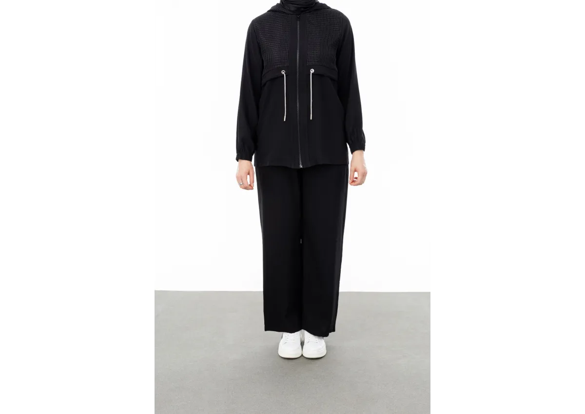 BELDEN ALLERLİ FİLELİ PANTOLON TAKIM - SİYAH - (Asorti: M-XXL)