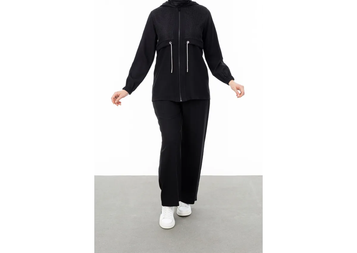 BELDEN ALLERLİ FİLELİ PANTOLON TAKIM - SİYAH - (Asorti: M-XXL)