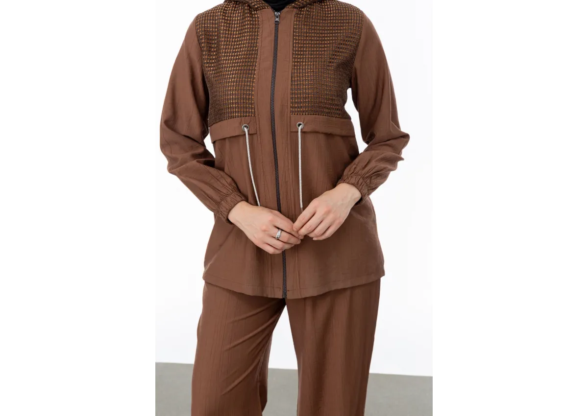 BELDEN ALLERLİ FİLELİ PANTOLON TAKIM - KAHVE - (Asorti: M-XXL)