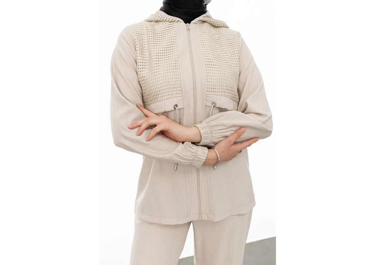 BELDEN ALLERLİ FİLELİ PANTOLON TAKIM - KUM - (Asorti: M-XXL)