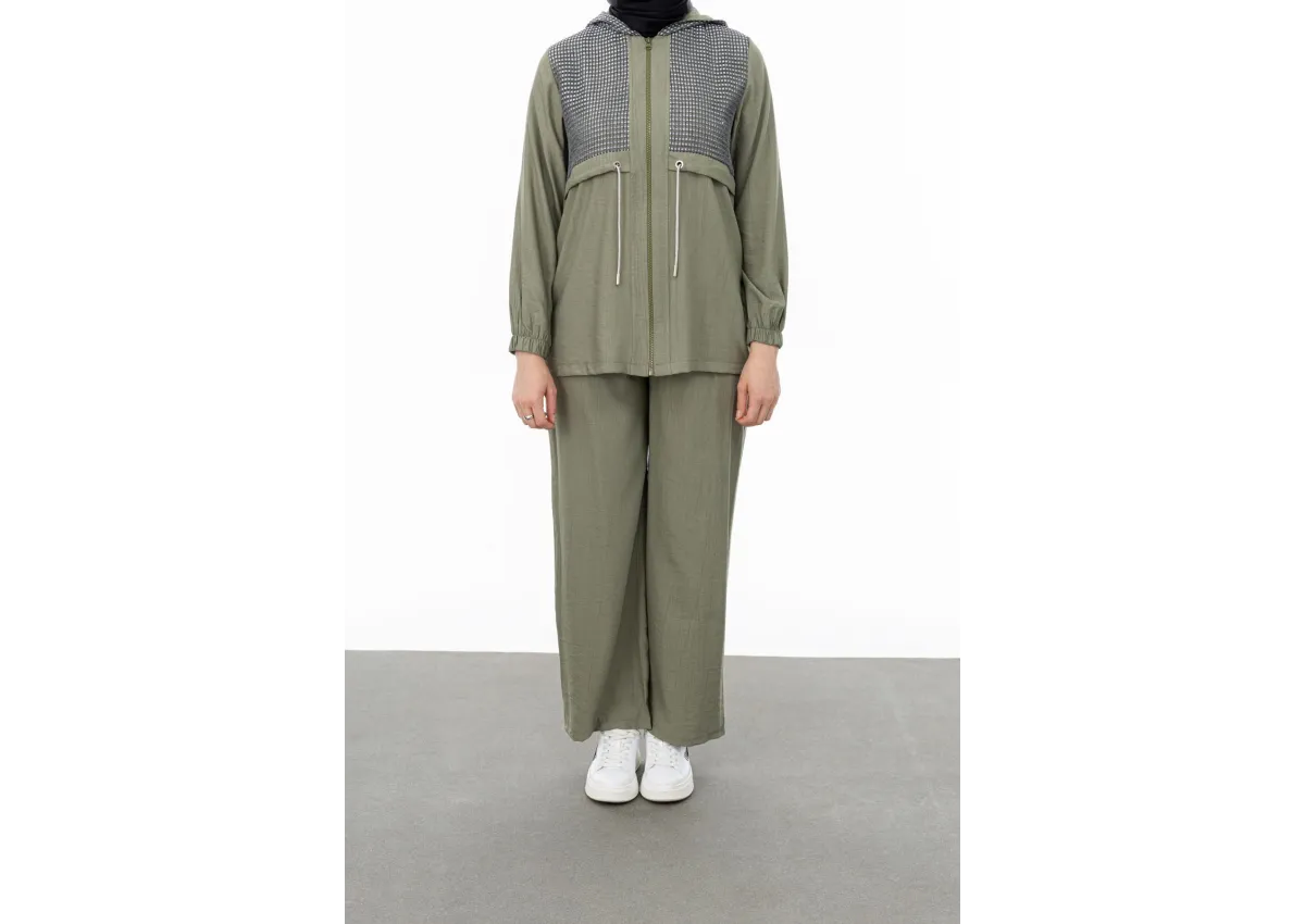 BELDEN ALLERLİ FİLELİ PANTOLON TAKIM - KOYU HAKİ - (Asorti: M-XXL)