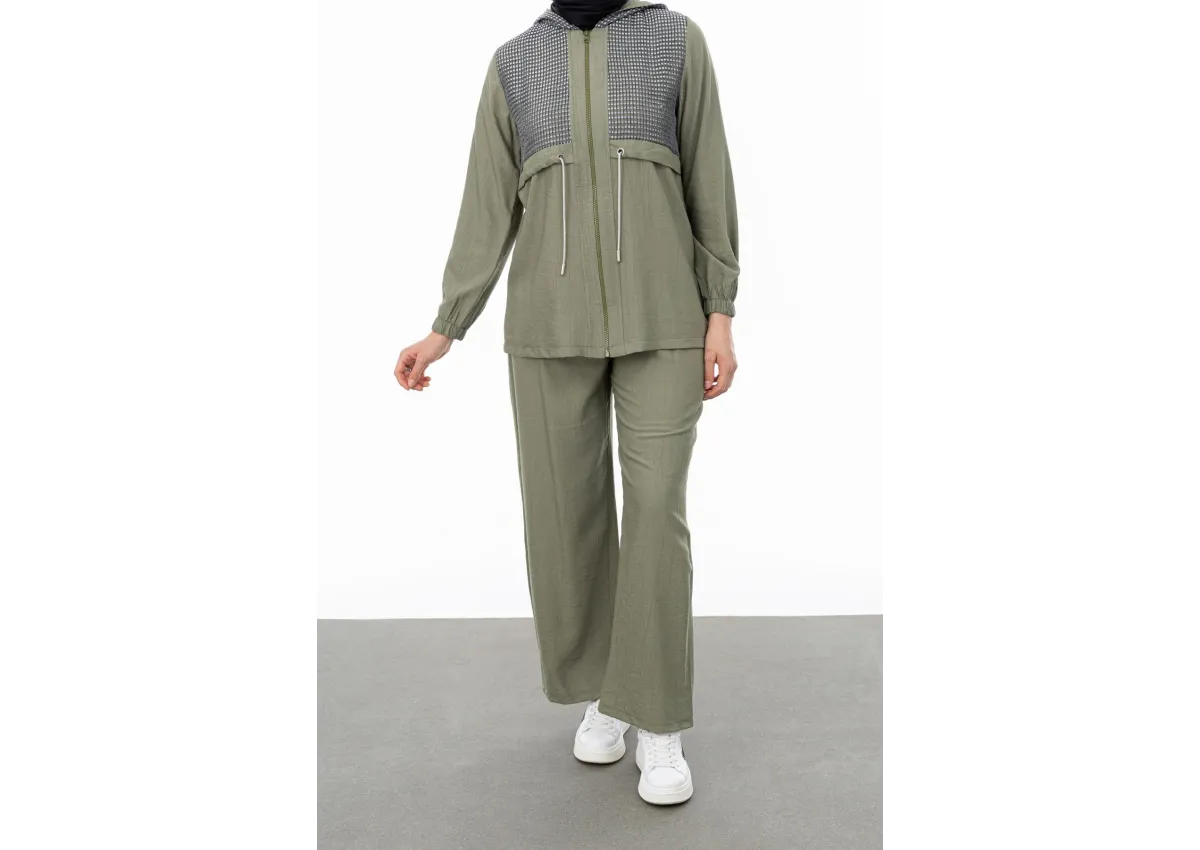 BELDEN ALLERLİ FİLELİ PANTOLON TAKIM - KOYU HAKİ - (Asorti: M-XXL)