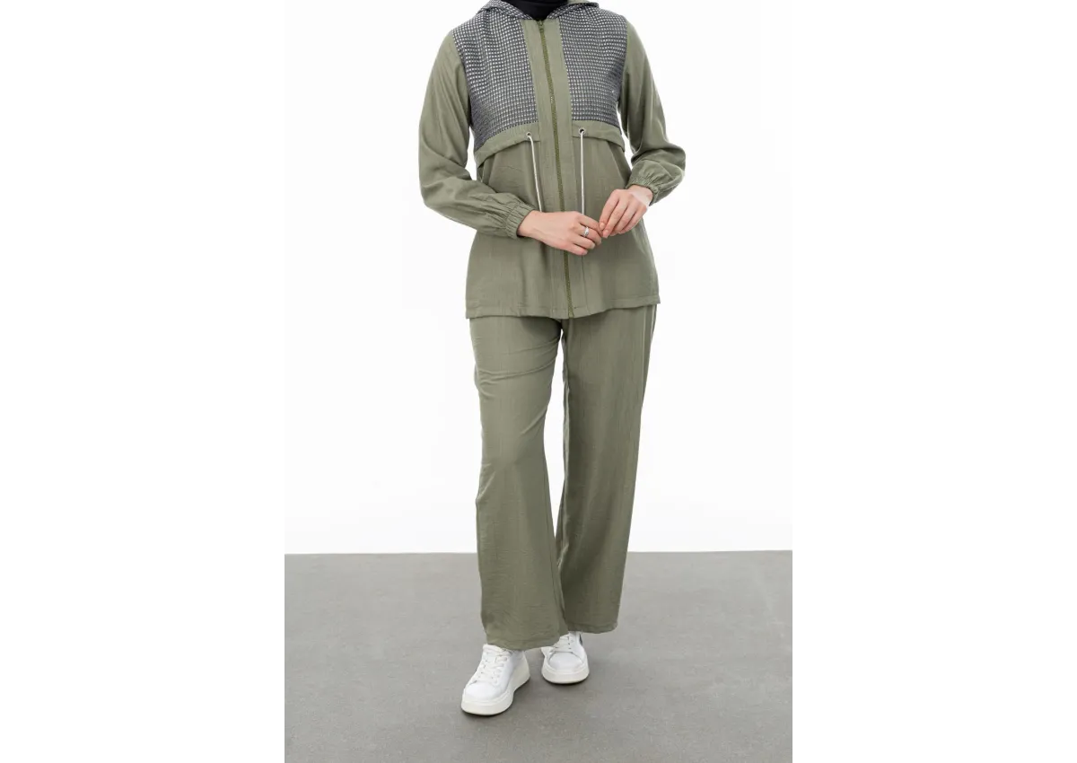 BELDEN ALLERLİ FİLELİ PANTOLON TAKIM - KOYU HAKİ - (Asorti: M-XXL)