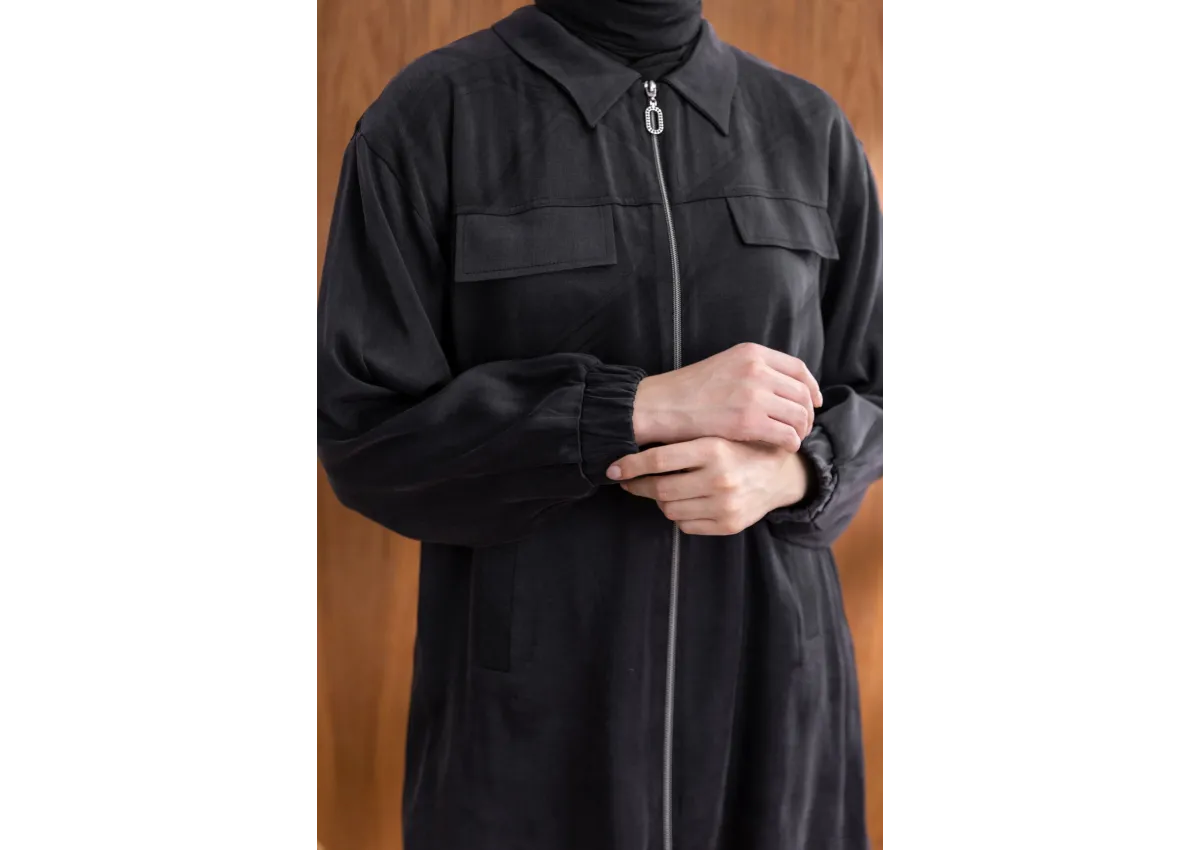 CEP KAPAKLI ÖNÜ FERMUARLI PANTOLONLU TAKIM - SİYAH - (Asorti: M-XXL)