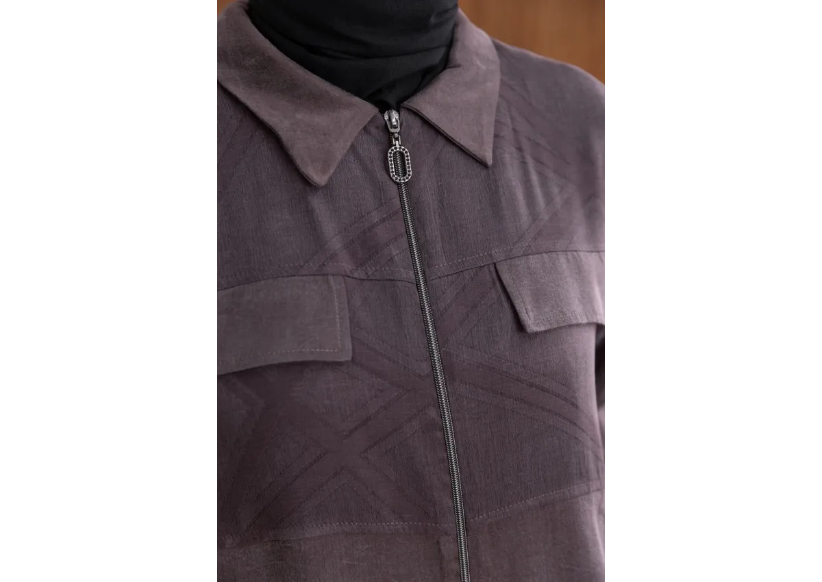 CEP KAPAKLI ÖNÜ FERMUARLI PANTOLONLU TAKIM - KAHVE - (Asorti: M-XXL)