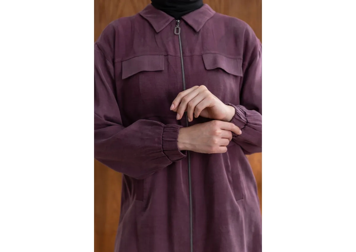 CEP KAPAKLI ÖNÜ FERMUARLI PANTOLONLU TAKIM - MÜRDÜM - (Asorti: M-XXL)