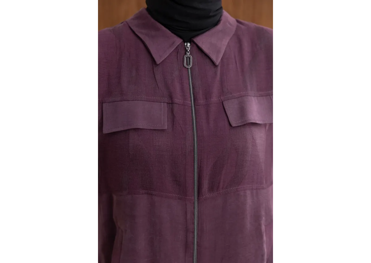 CEP KAPAKLI ÖNÜ FERMUARLI PANTOLONLU TAKIM - MÜRDÜM - (Asorti: M-XXL)