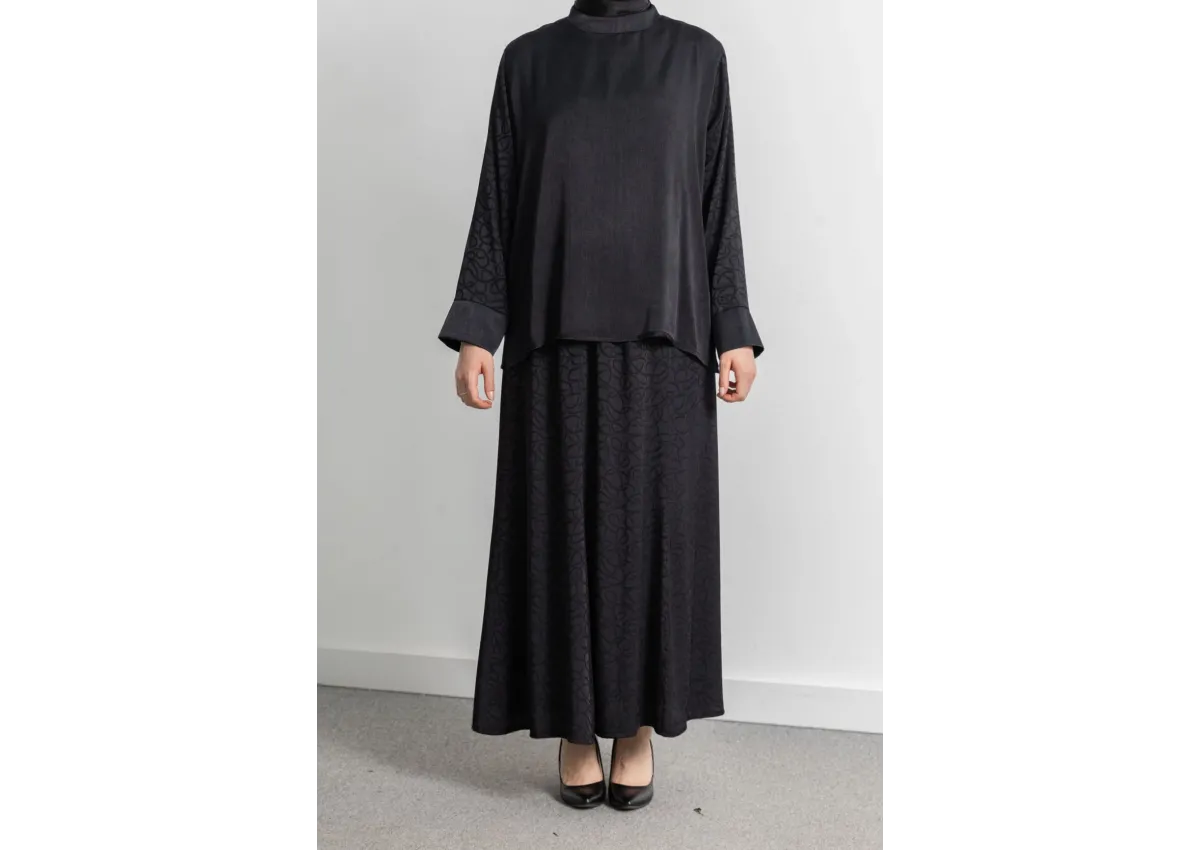 LETAFET PLUS DESENLİ ETEK TAKIM - SİYAH - ES - (Asorti: 46-52)