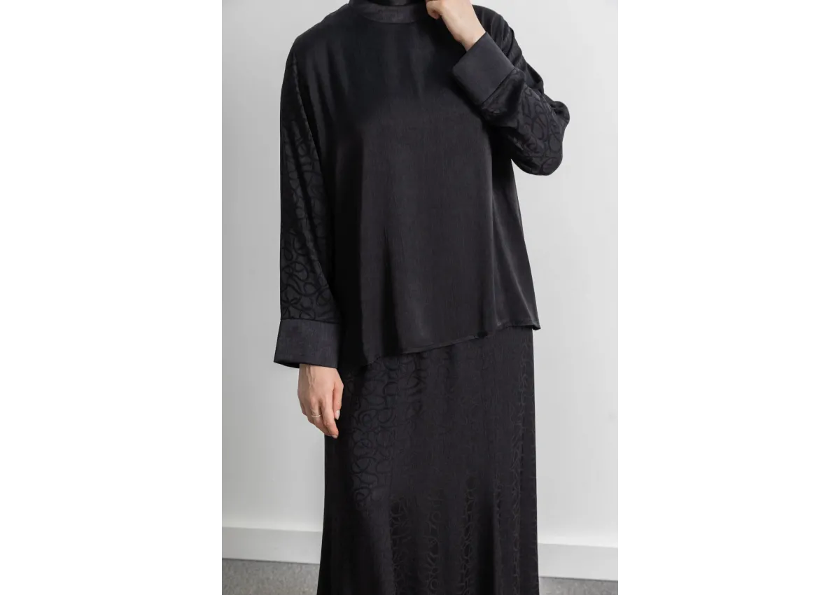 LETAFET PLUS DESENLİ ETEK TAKIM - SİYAH - ES - (Asorti: 46-52)