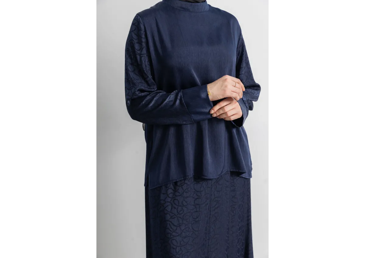 LETAFET PLUS DESENLİ ETEK TAKIM - LACİVERT - ES - (Asorti: 46-52)