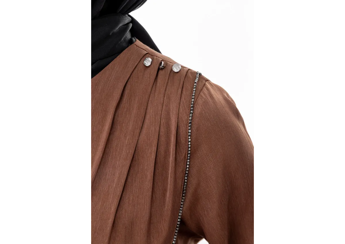 TAŞ BİYE DETAYLI ETEK TAKIM - TABA - (Asorti: M-XXL)