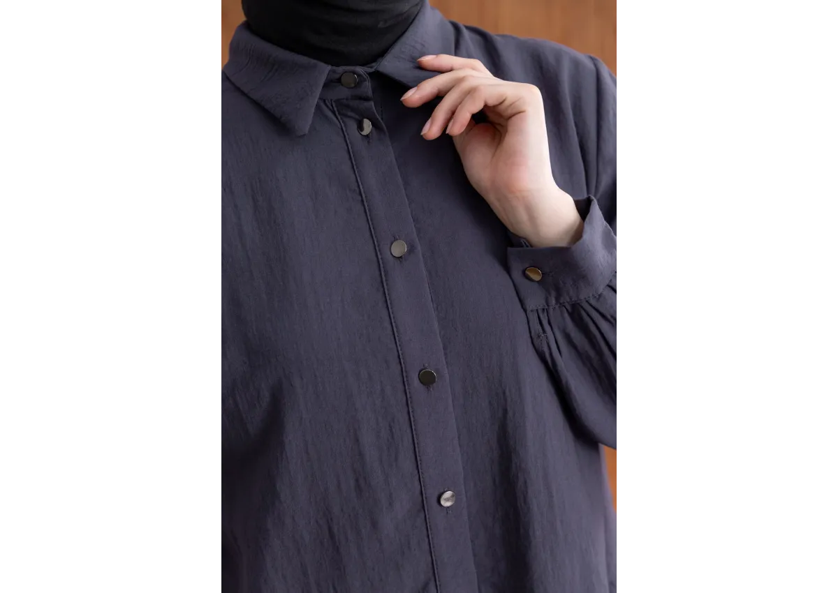 FIRFIR DETAYLI GÖMLEK YAKA ETEKLİ TAKIM - ANTRASİT - (Asorti: 46-52)