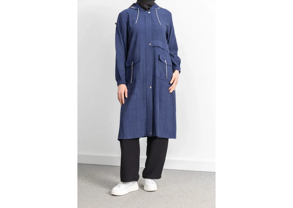 KAPÜŞONLU BASKILI ALLER DETAYLI ARABOY - LACİVERT - (Asorti: 46-52)