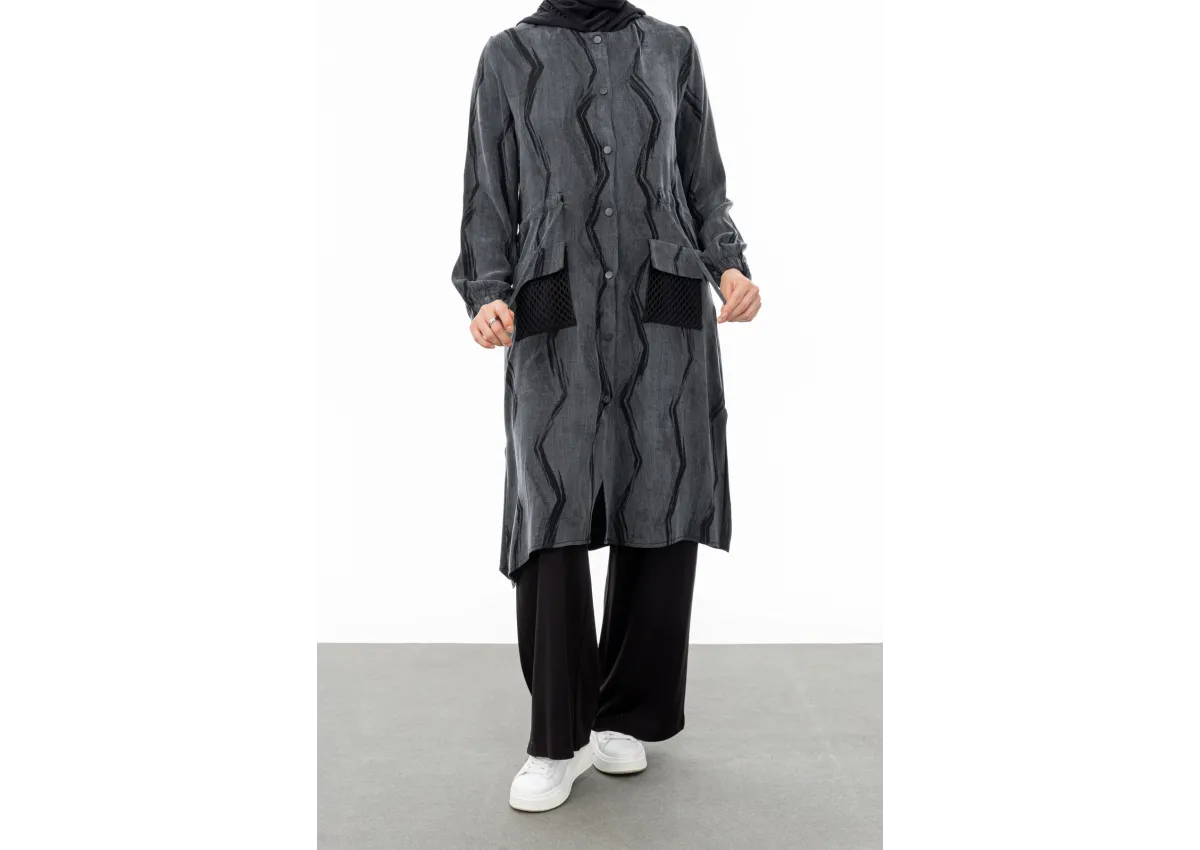 BEL BÜZGÜLÜ FİLE DETAYLI - SİYAH - (Asorti: M-XXL)